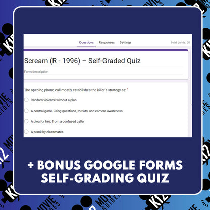 Scream (R - 1996) Film Quiz for Grades 9 - 12