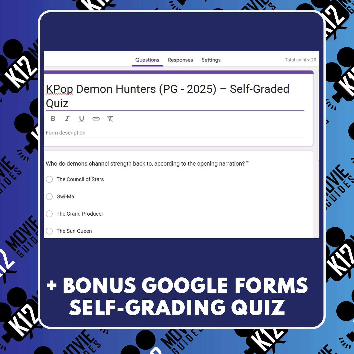 K‑Pop Demon Hunters Movie Guide | Questions | Grades 4–8 (PG – 2025)