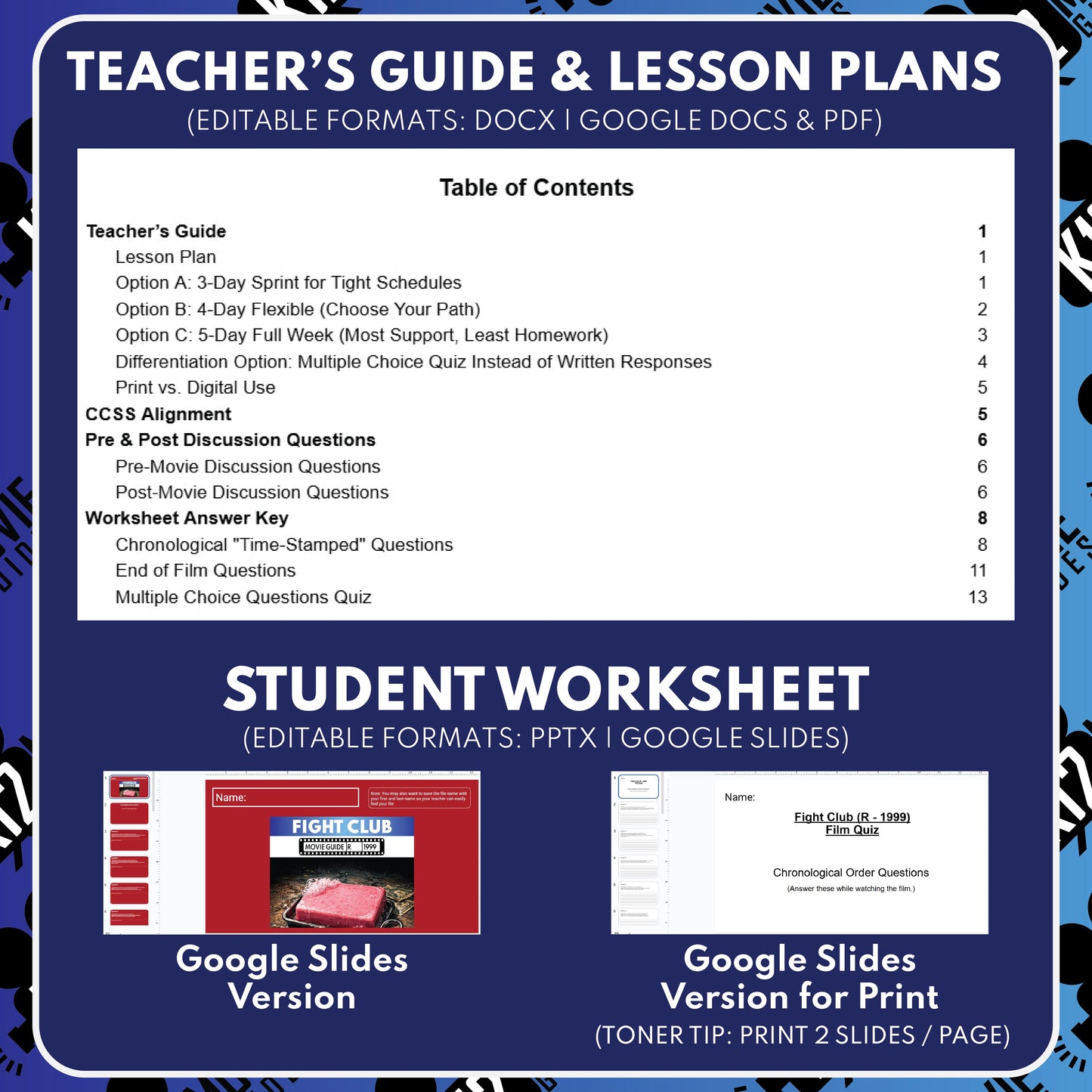 Fight Club Movie Guide Questions & Worksheet preview image 3