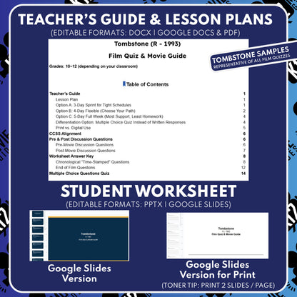 Tombstone Movie Guide Questions & Worksheet