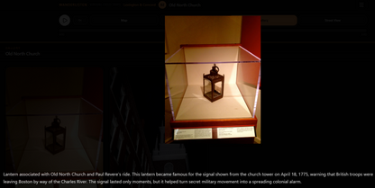 WanderListen virtual field trip image gallery with a historical artifact and caption