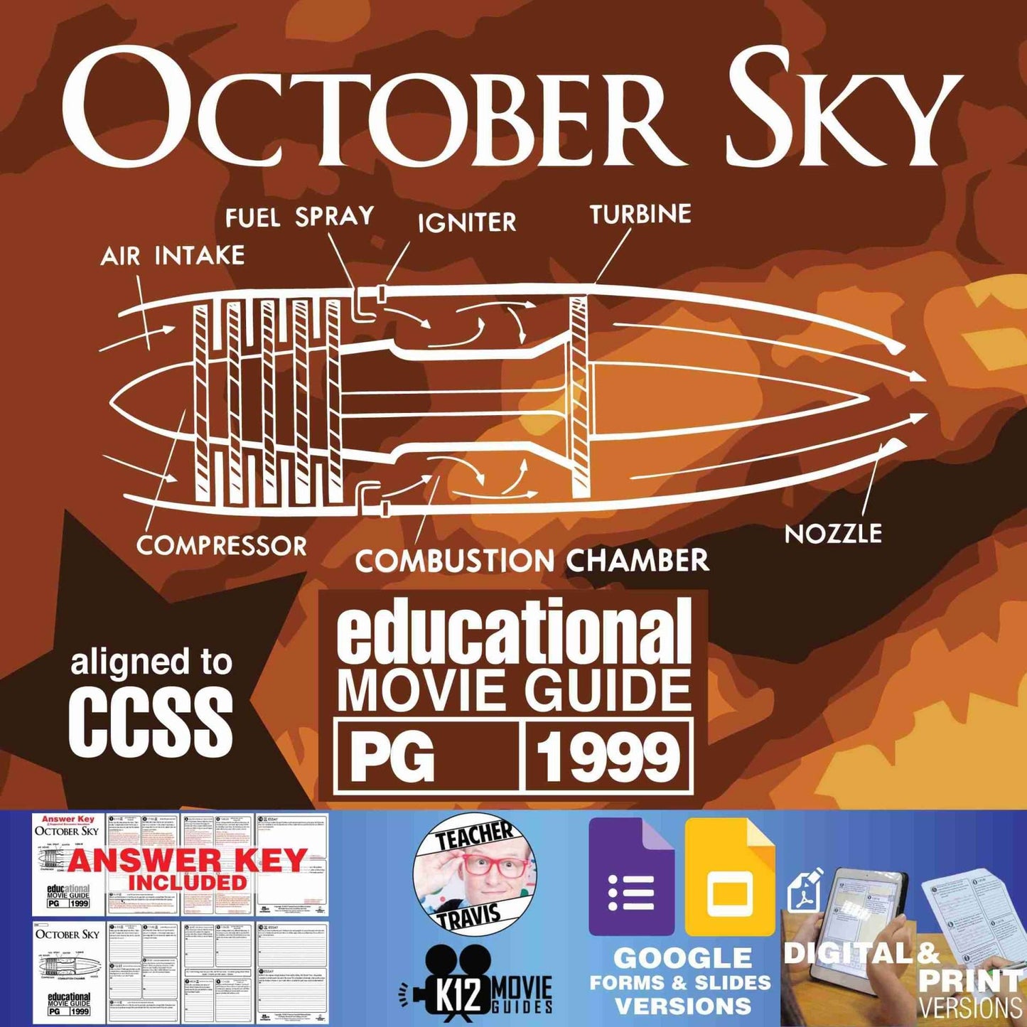 October Sky Movie Guide | Questions | Worksheet | Google Formats (PG - 1999) Cover