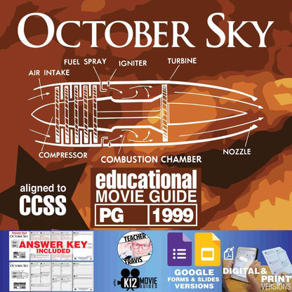 October Sky Movie Guide | Questions | Worksheet | Google Formats (PG - 1999) Cover