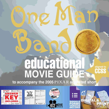 One Man Band (2005) - Pixar Short Video Guide | Questions | Worksheet | Google Form - Cover