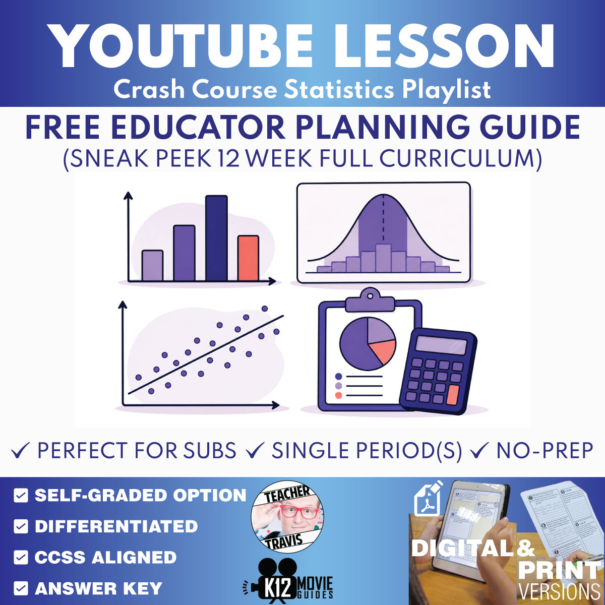 Free Crash Course Statistics 12-week Full Curriculum Educator Planning Guide cover