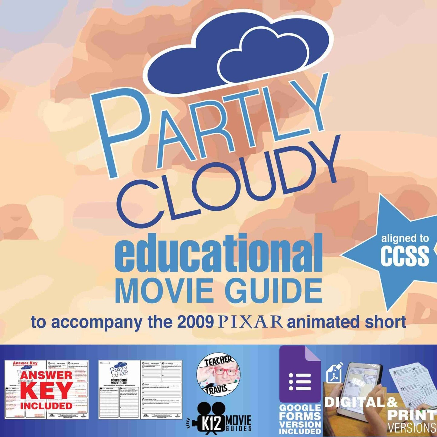 Partly Cloudy (2009) - Pixar Short Video Guide | Questions | Worksheet | Google Form | Cover