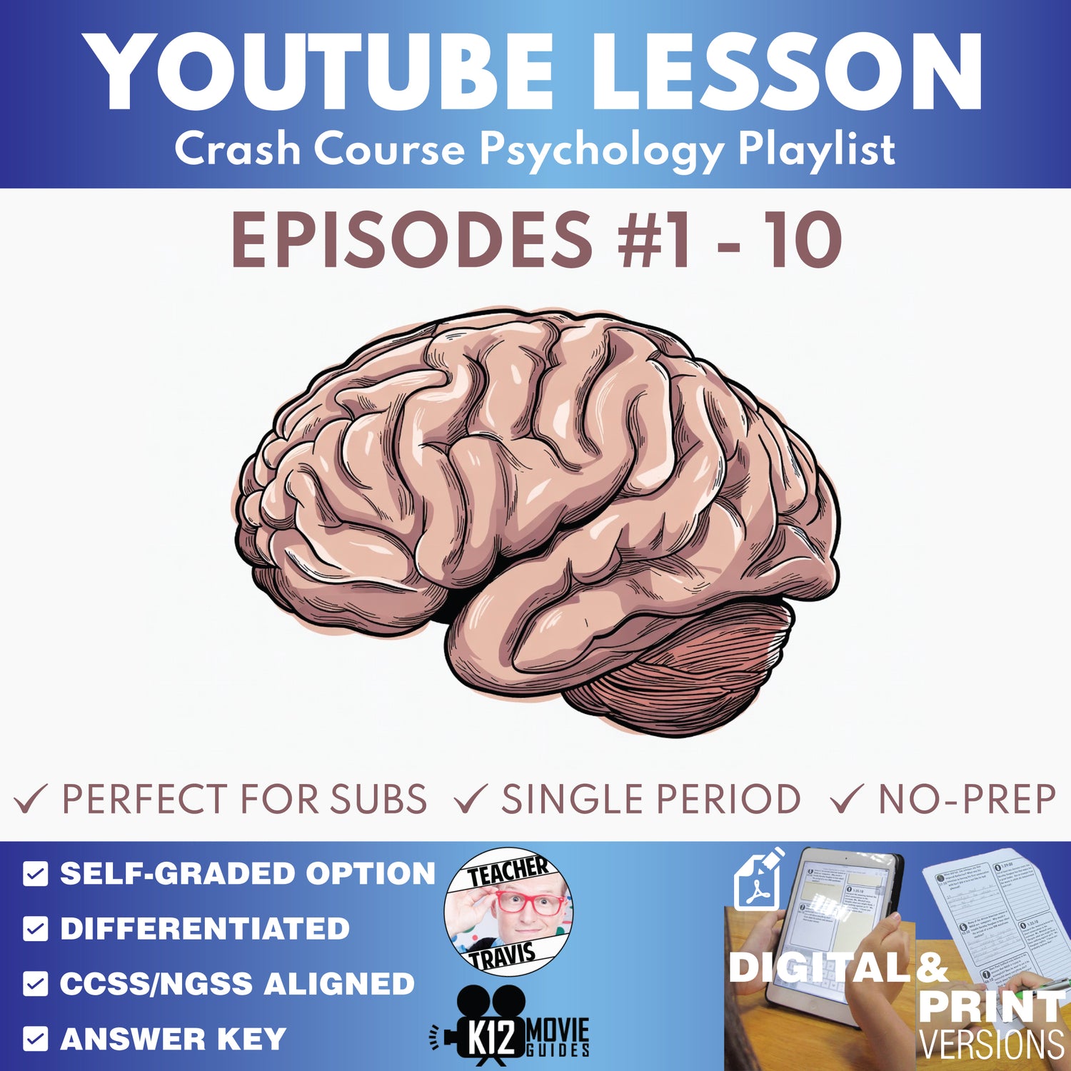 Crash Course Psychology #1-#10 Video Lesson Set | Intro, Brain & Consciousness cover image