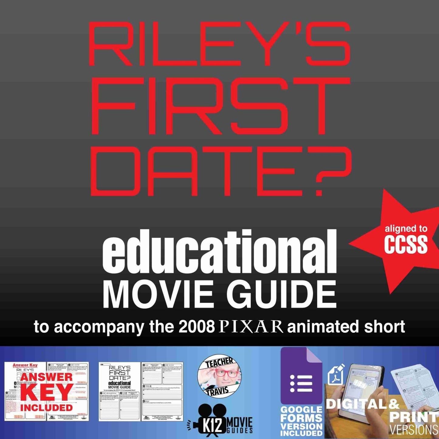 Riley's First Date? Pixar Short Video Guide | Questions | Worksheet | Google Form (2015) COVER