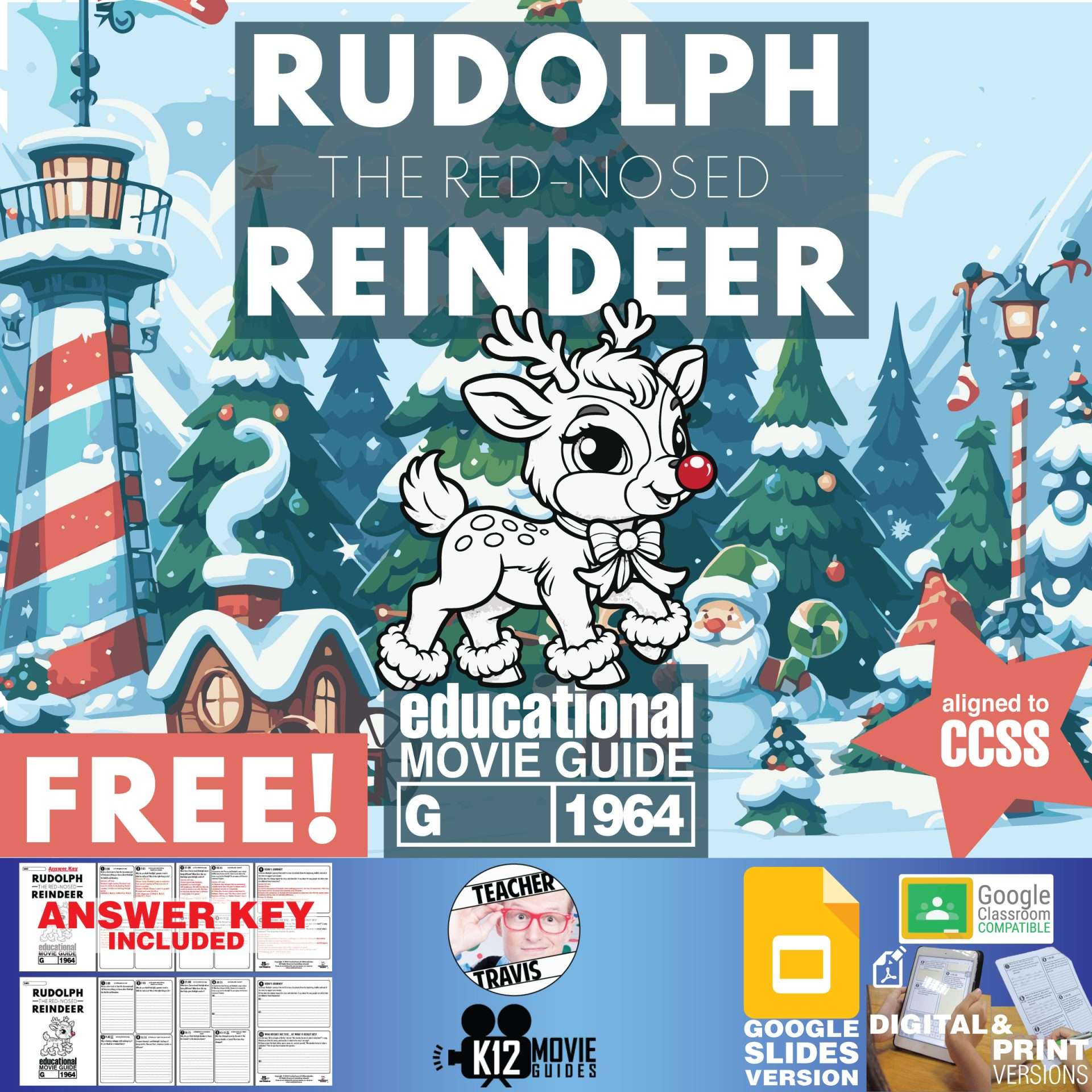 FREE! Rudolph the Red-Nosed Reindeer Movie Guide (G - 1964) Cover