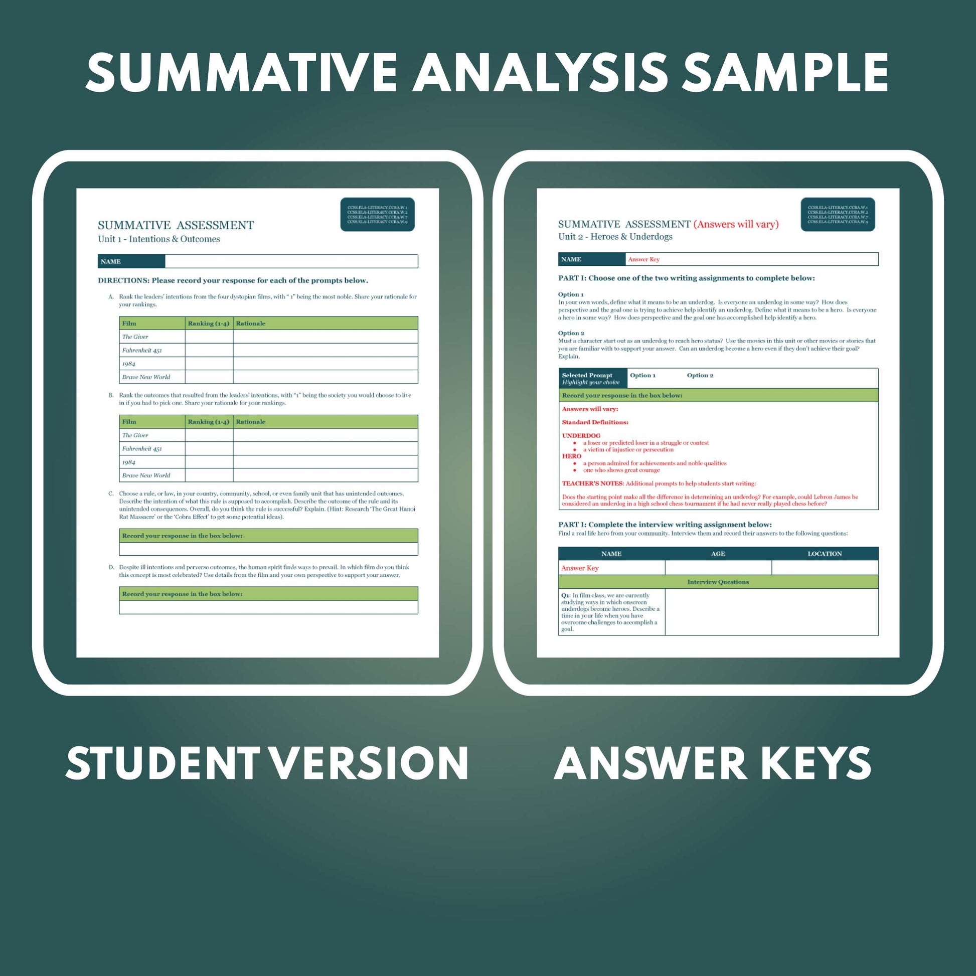 Film as Literature & Cinematic Arts - Summative Assessment