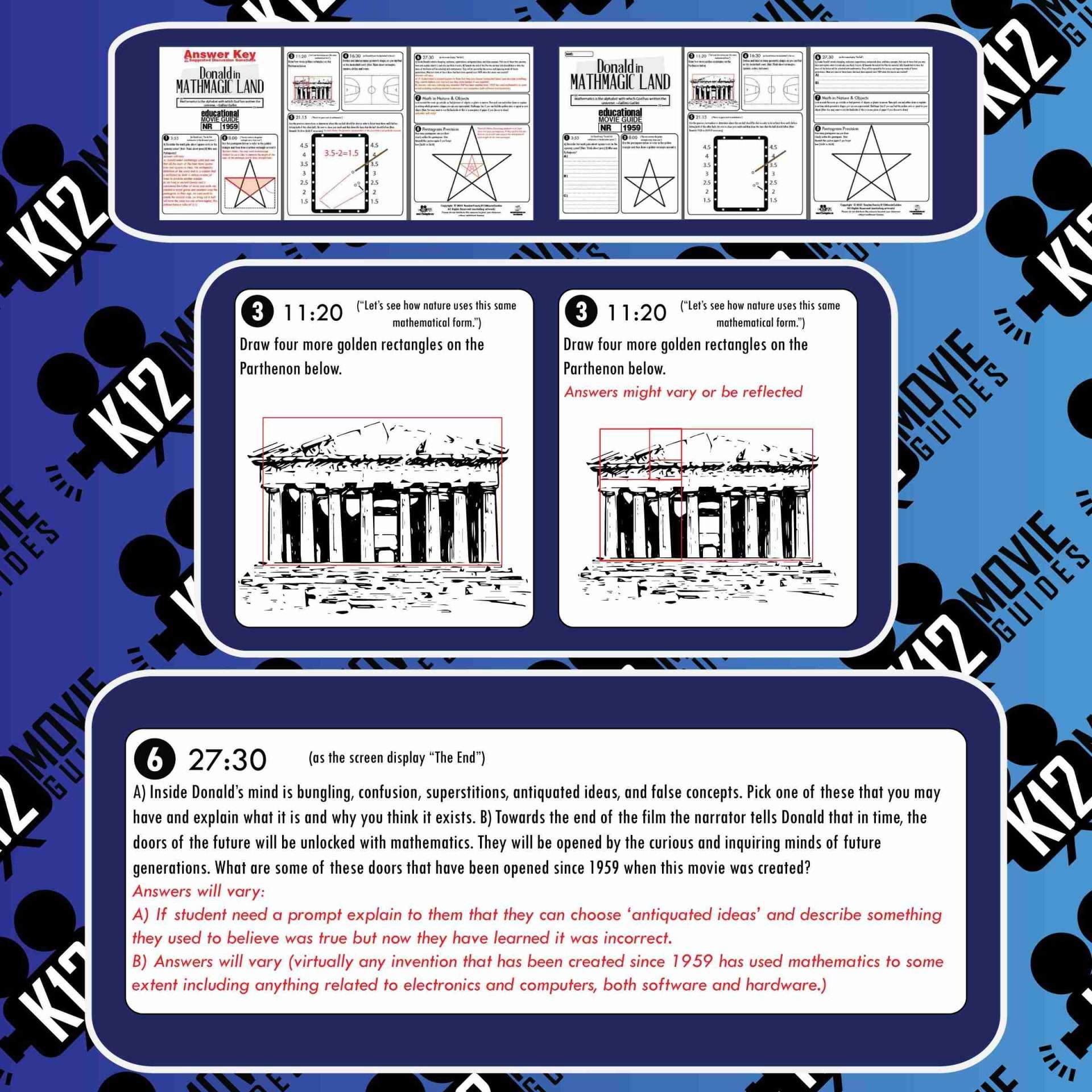 Donald in Mathmagic Land Movie Guide | Worksheet | Questions | Google Formats (1959) Sample