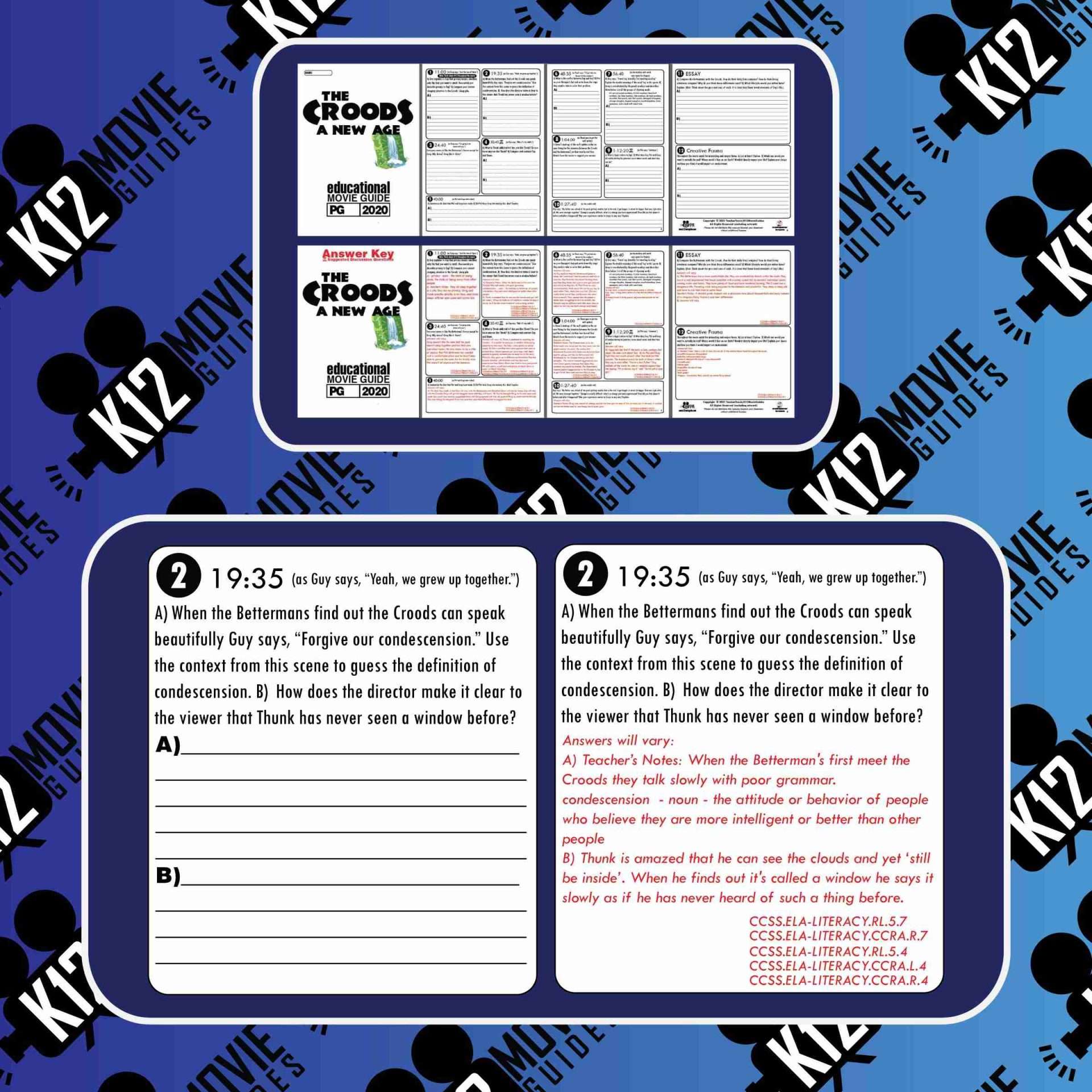 The Croods: A New Age Movie Guide | Worksheet | Questions | Google Classroom (PG - 2020) Sample