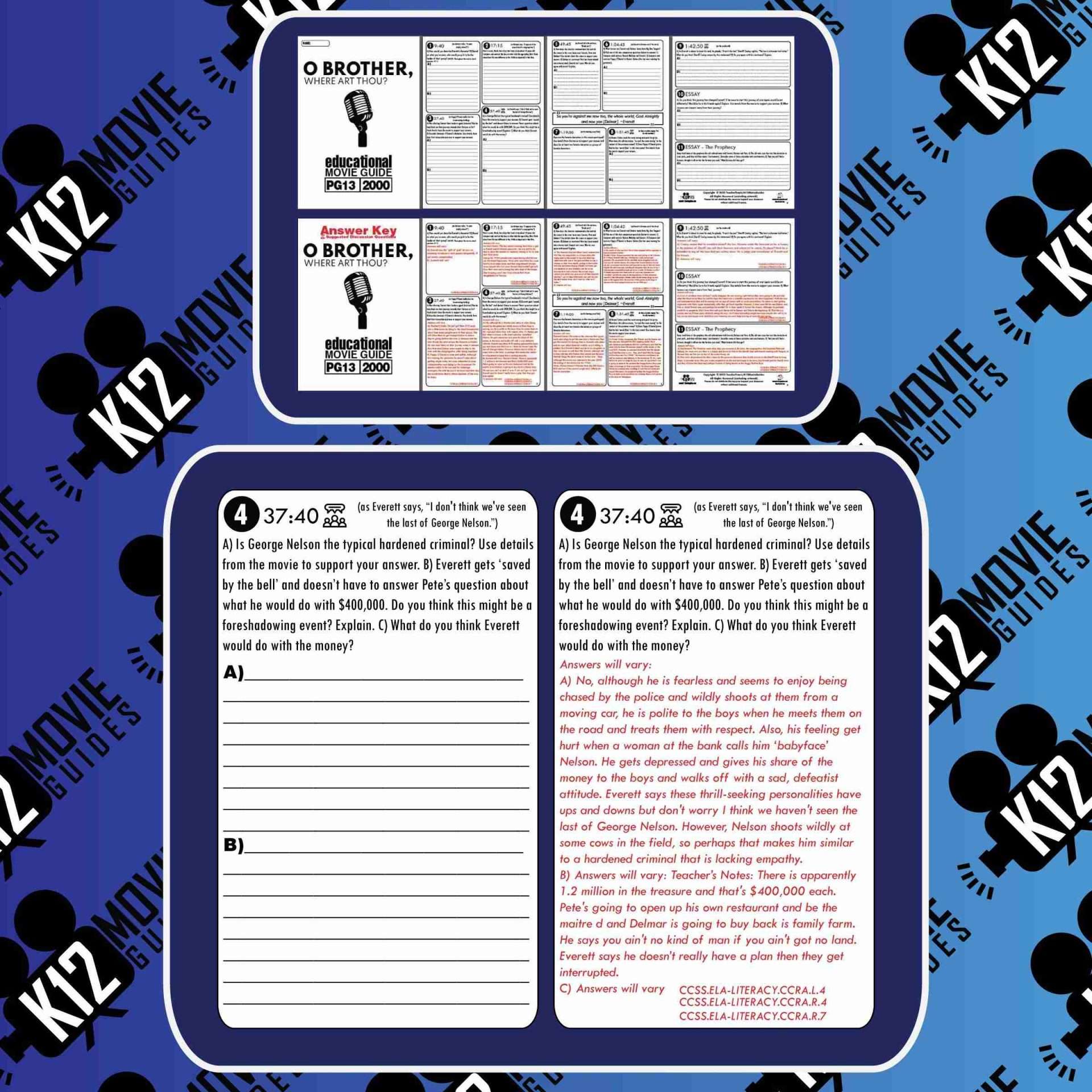 O Brother, Where Art Thou? Movie Guide | Worksheet | Questions (PG13 - 2000) Sample