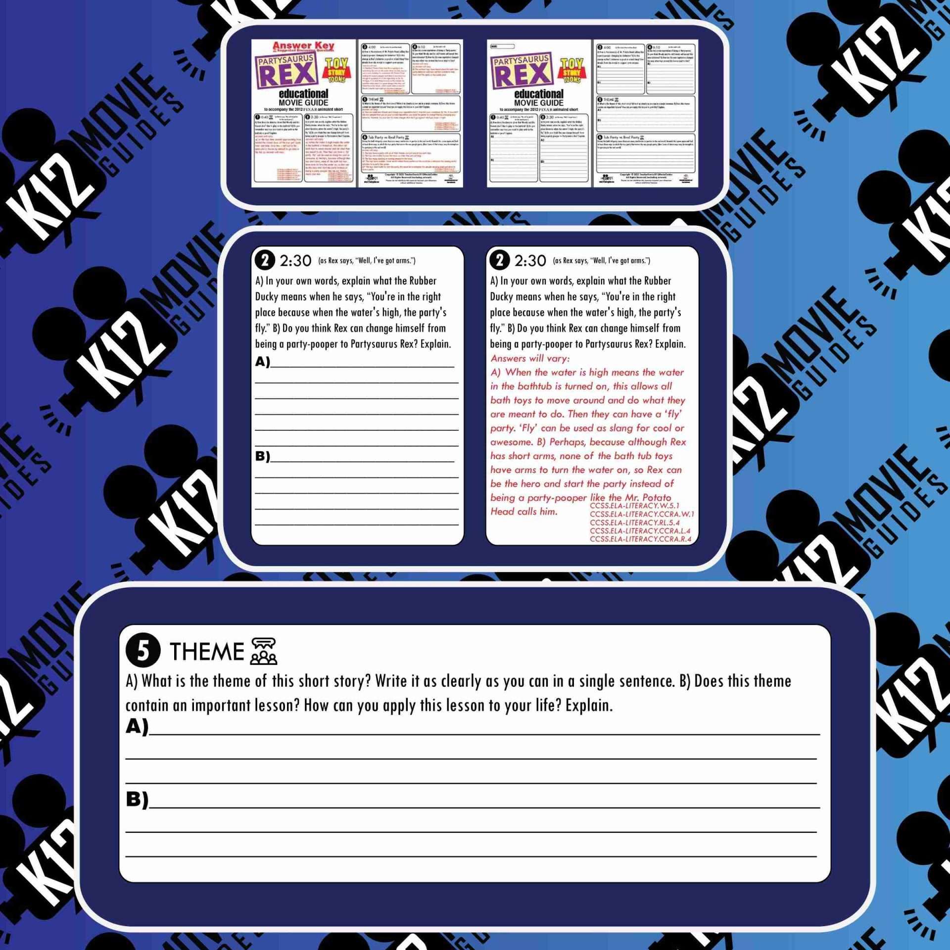 Toy Story Toons: Partysaurus Rex Pixar Short Video Guide | Questions | Worksheet Sample