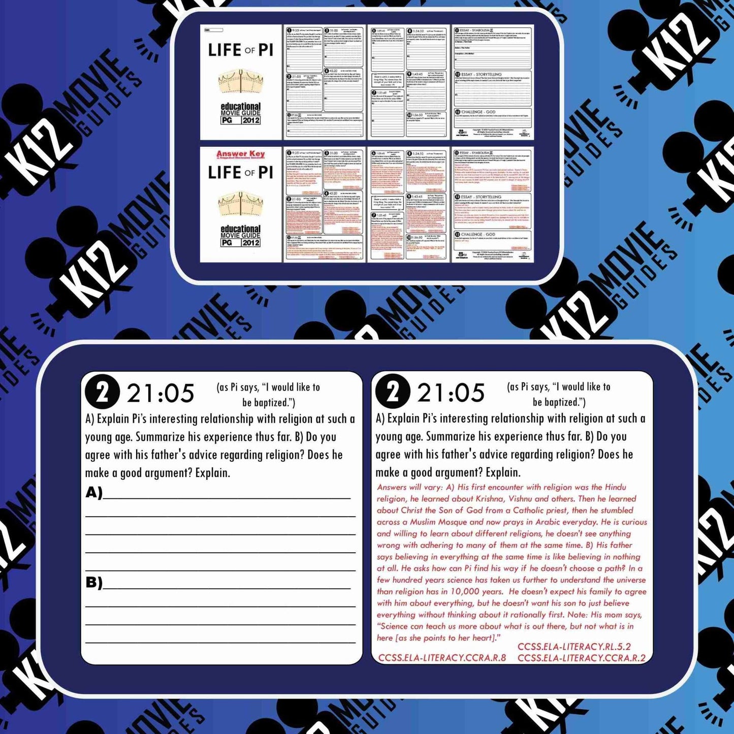 Life of Pi Movie Guide | Worksheet | Google Slides (PG - 2012) Sample