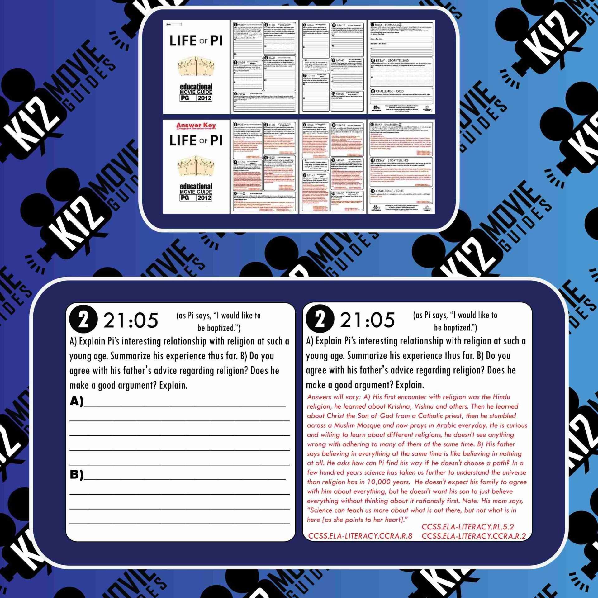 Life of Pi Movie Guide | Worksheet | Google Slides (PG - 2012) Sample