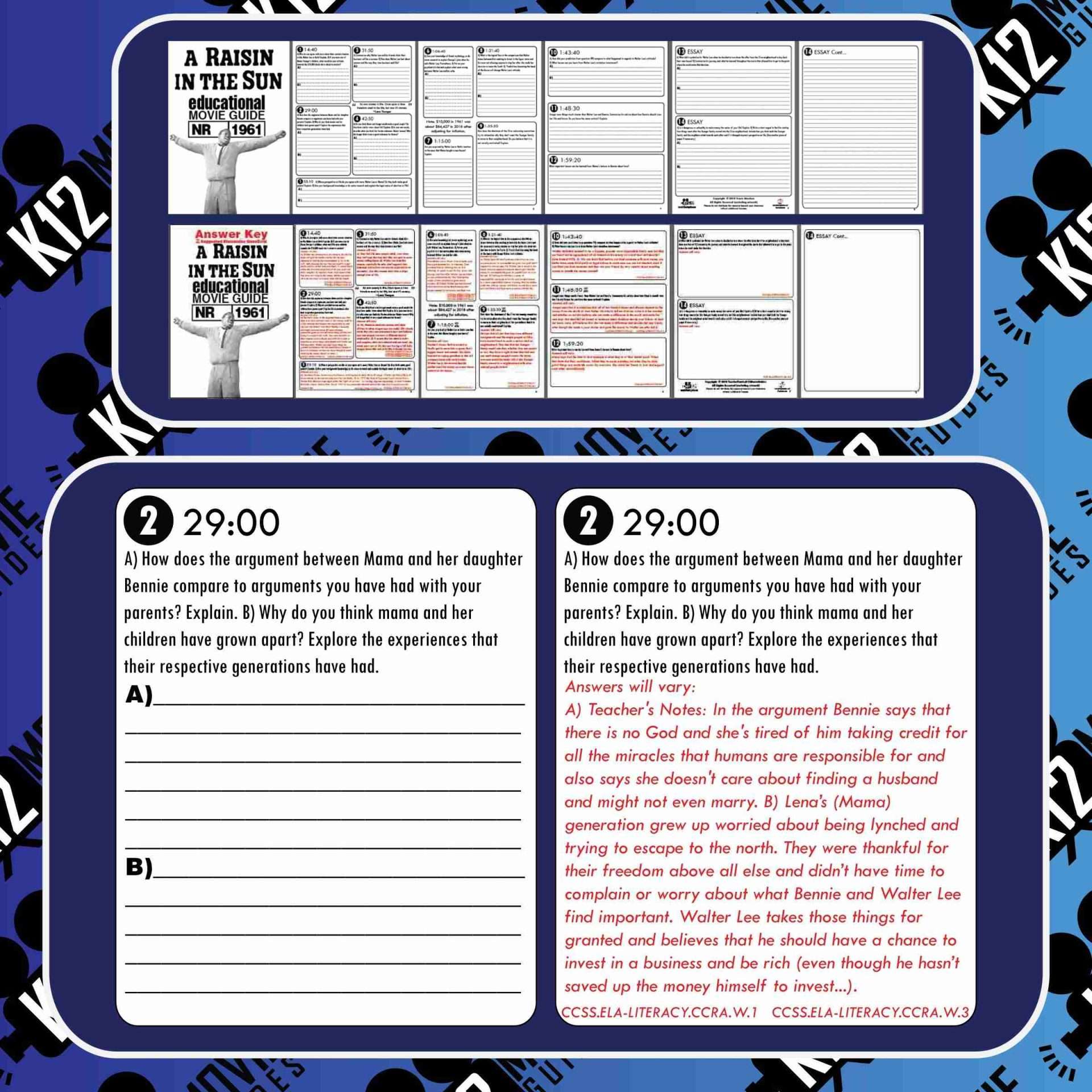 A Raisin in the Sun Movie Guide | Questions | Worksheet | Google (NR - 1961) Free Sample