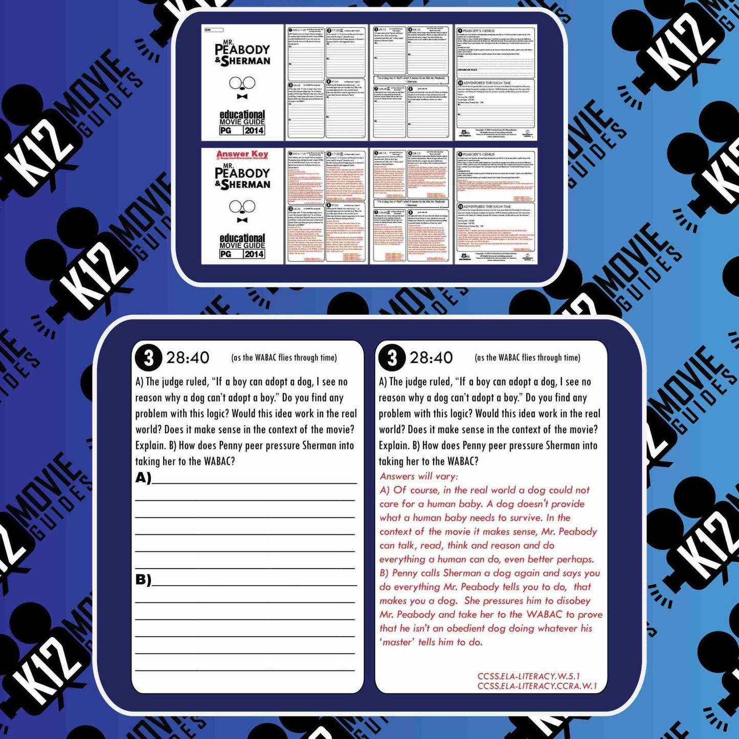 Mr. Peabody & Sherman Movie Guide | Worksheet | Questions | Google Slides (PG - 2014) Sample