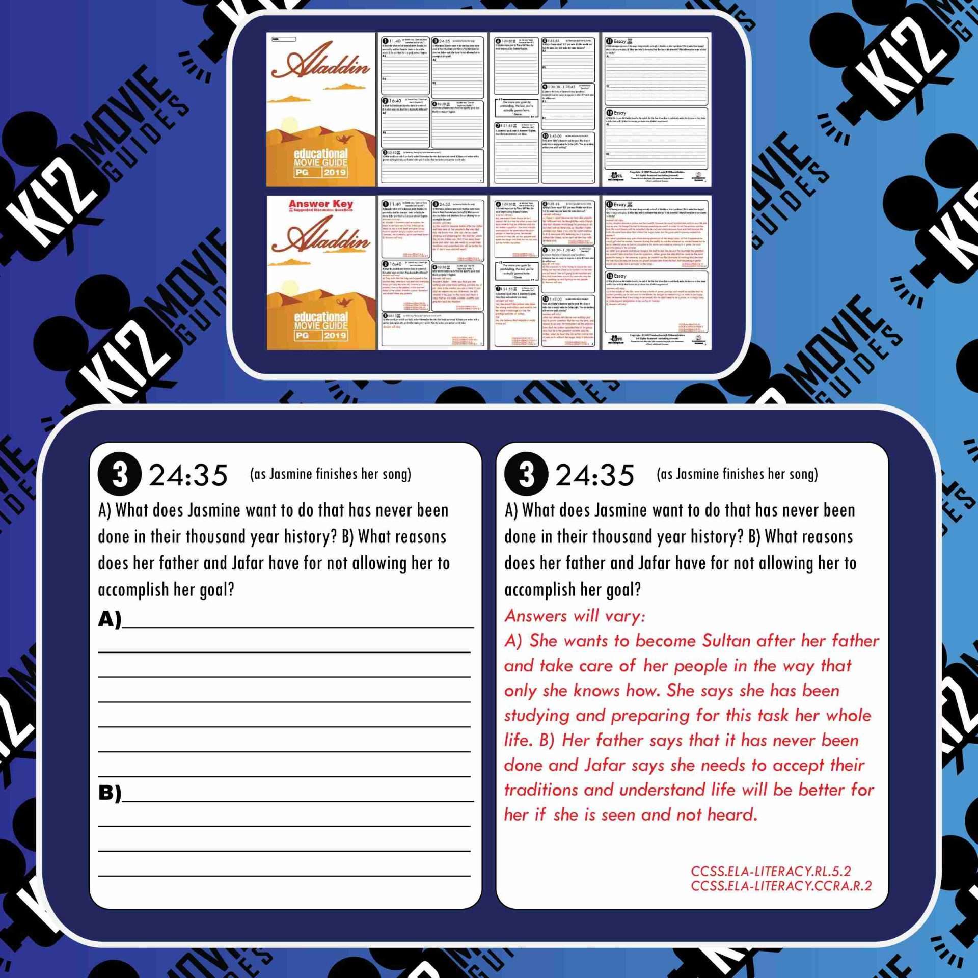 Aladdin Movie Guide | Questions | Worksheet | Google Formats (PG - 2019) Sample