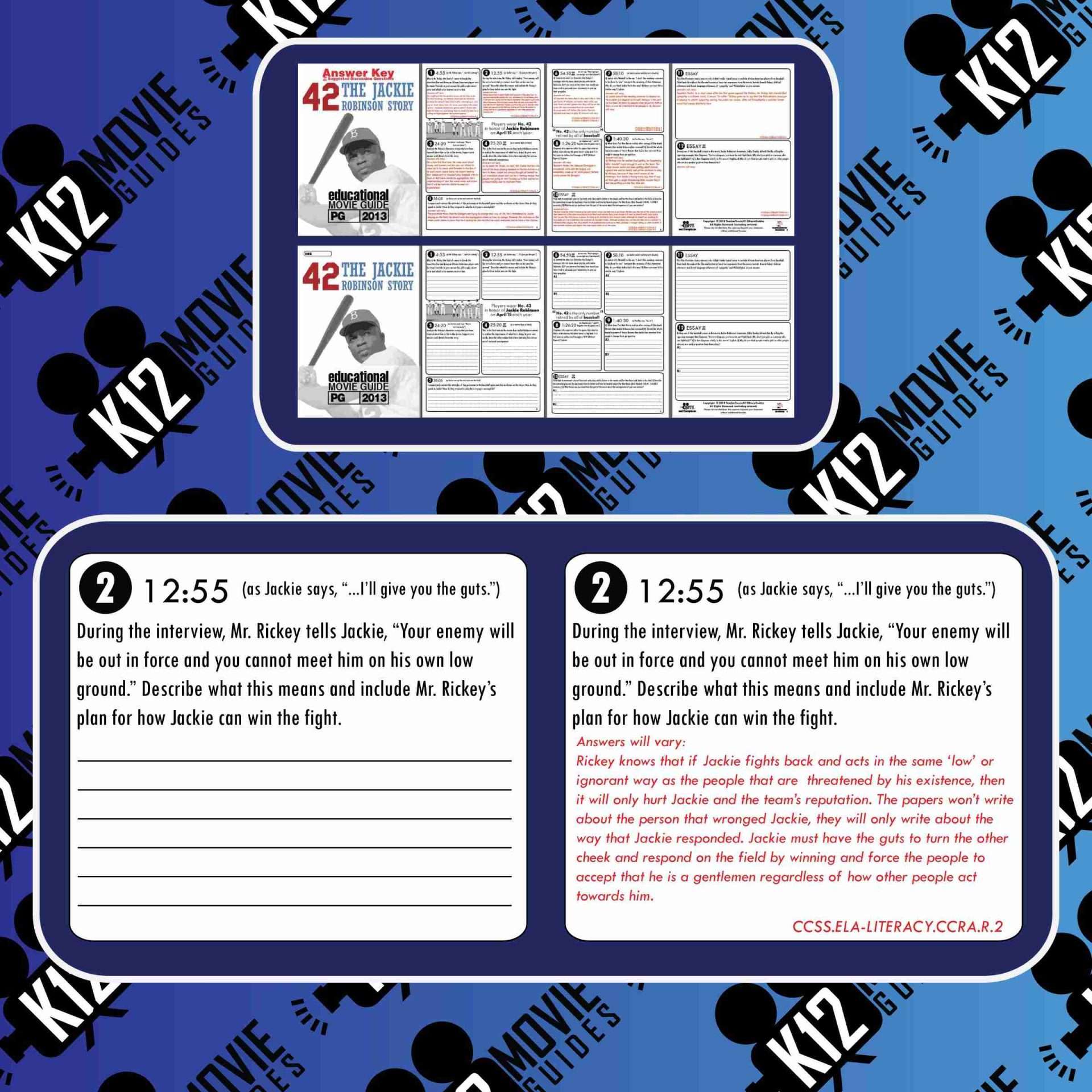 42: Jackie Robinson Movie Guide | Worksheet | Questions | Google (PG13 - 2013) Sample