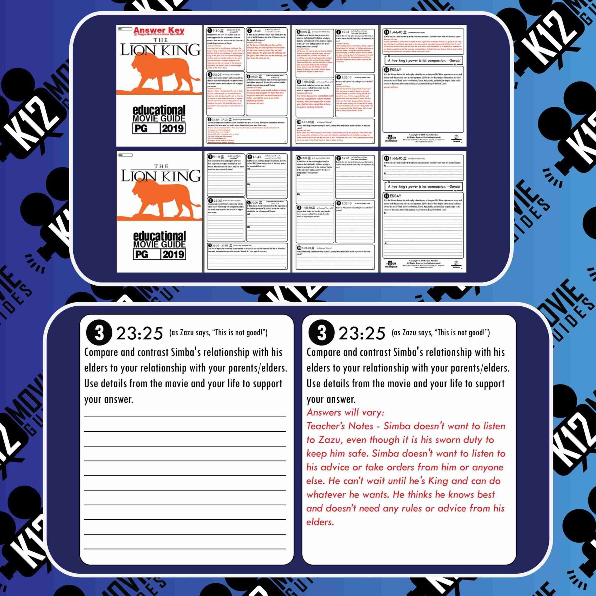 The Lion King *NEW* Movie Guide | Questions | Worksheet (PG - 2019) Free Sample