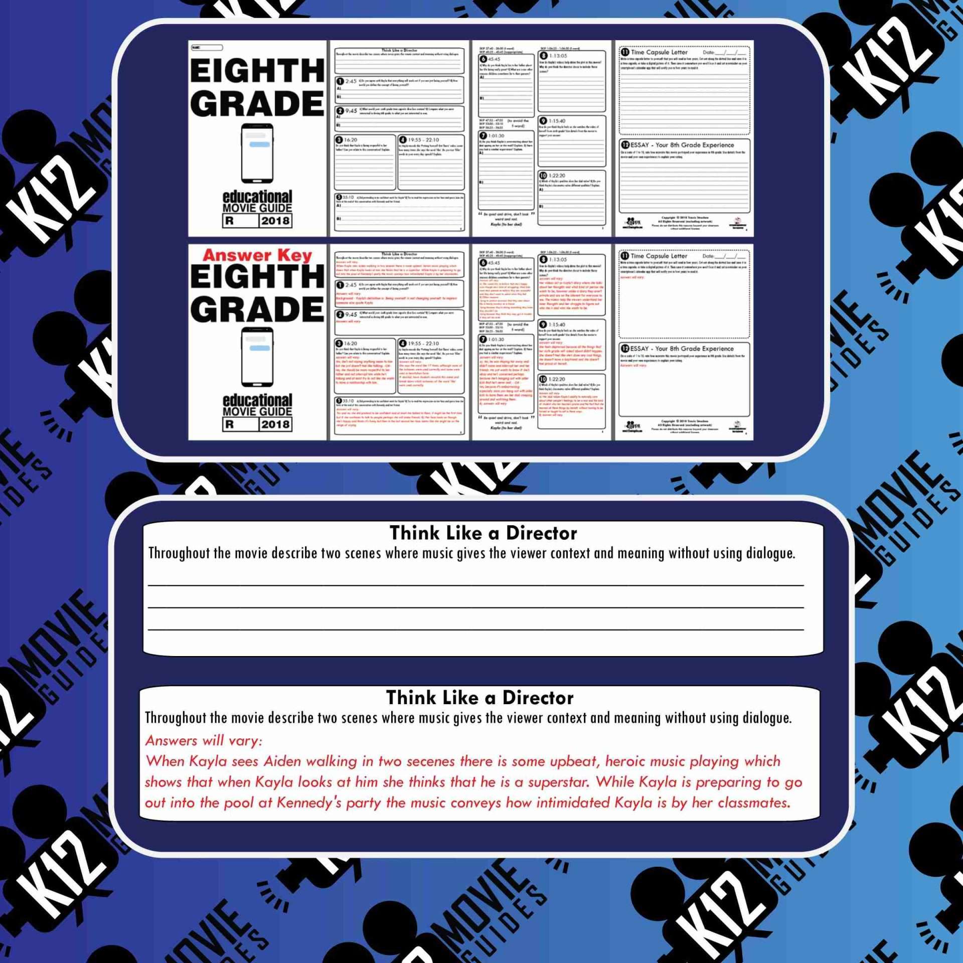 Eighth Grade Movie Guide | Questions | Worksheet (R - 2018) Sample