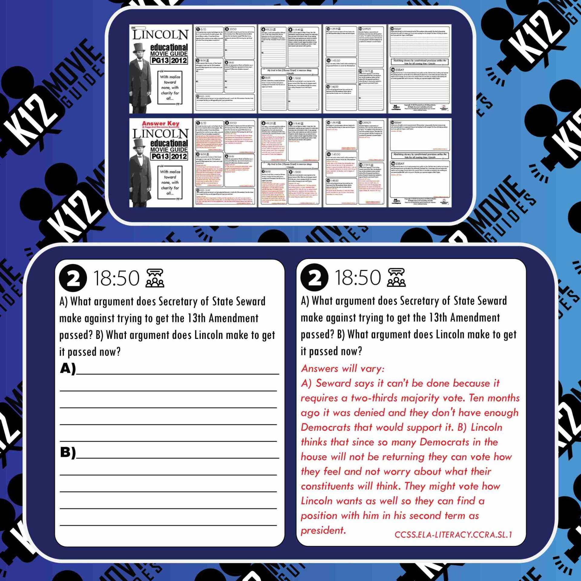 Lincoln Movie Guide | Questions | Worksheet | Google Form (PG13 - 2012) Free Sample