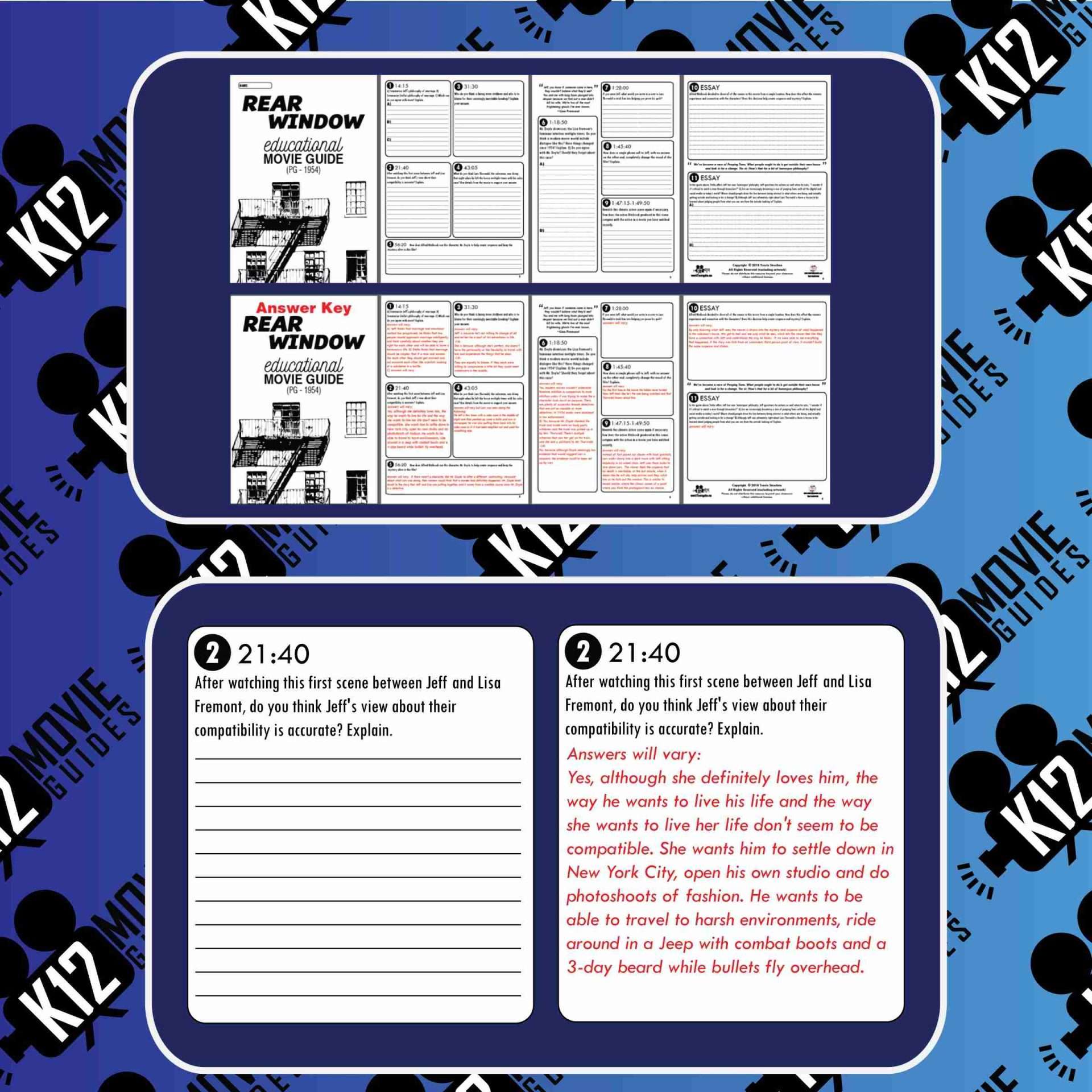 Rear Window Movie Guide | Questions | Worksheet (PG - 1954) Sample