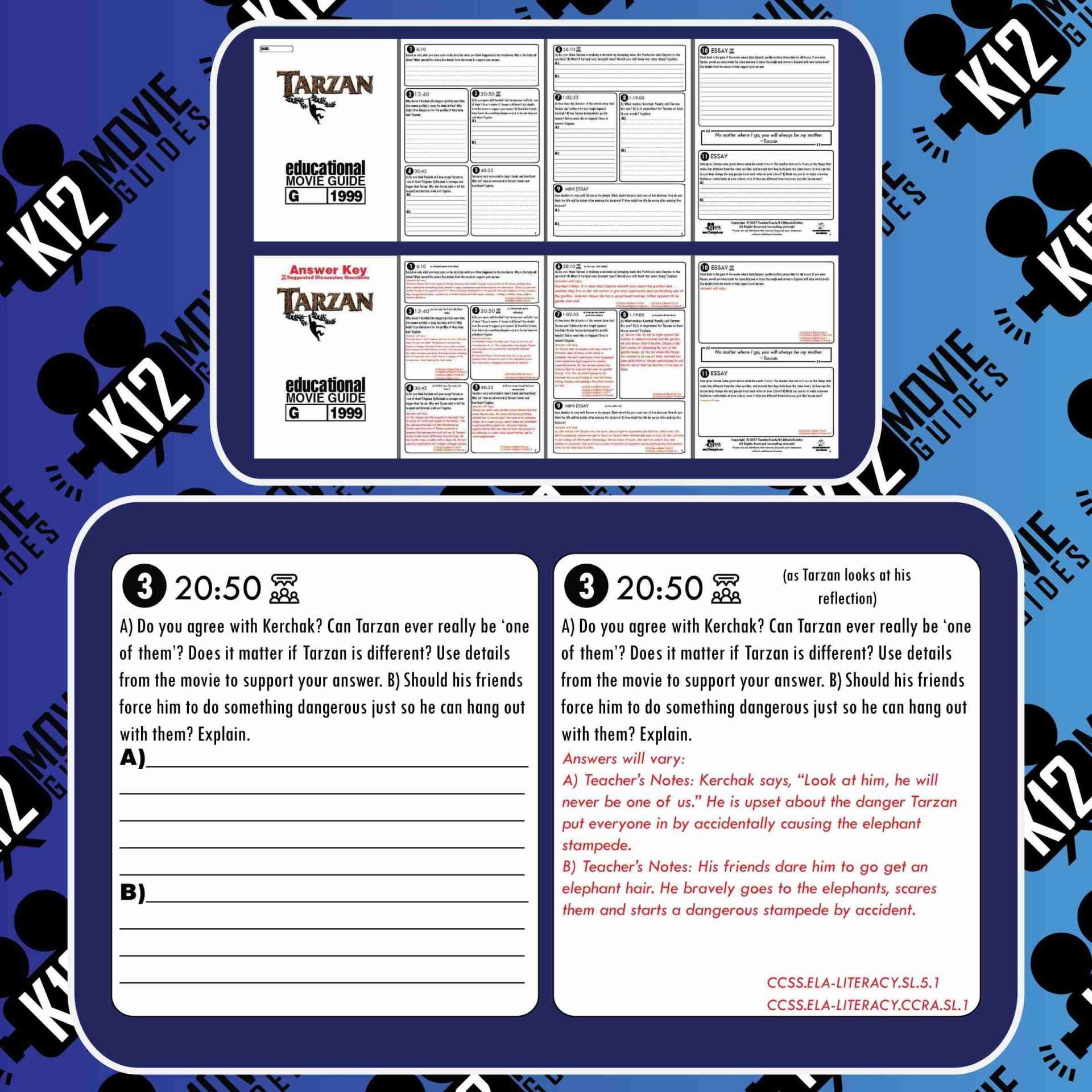 Tarzan Movie Guide | Worksheet | Questions | Google Slides (G - 1999) Sample