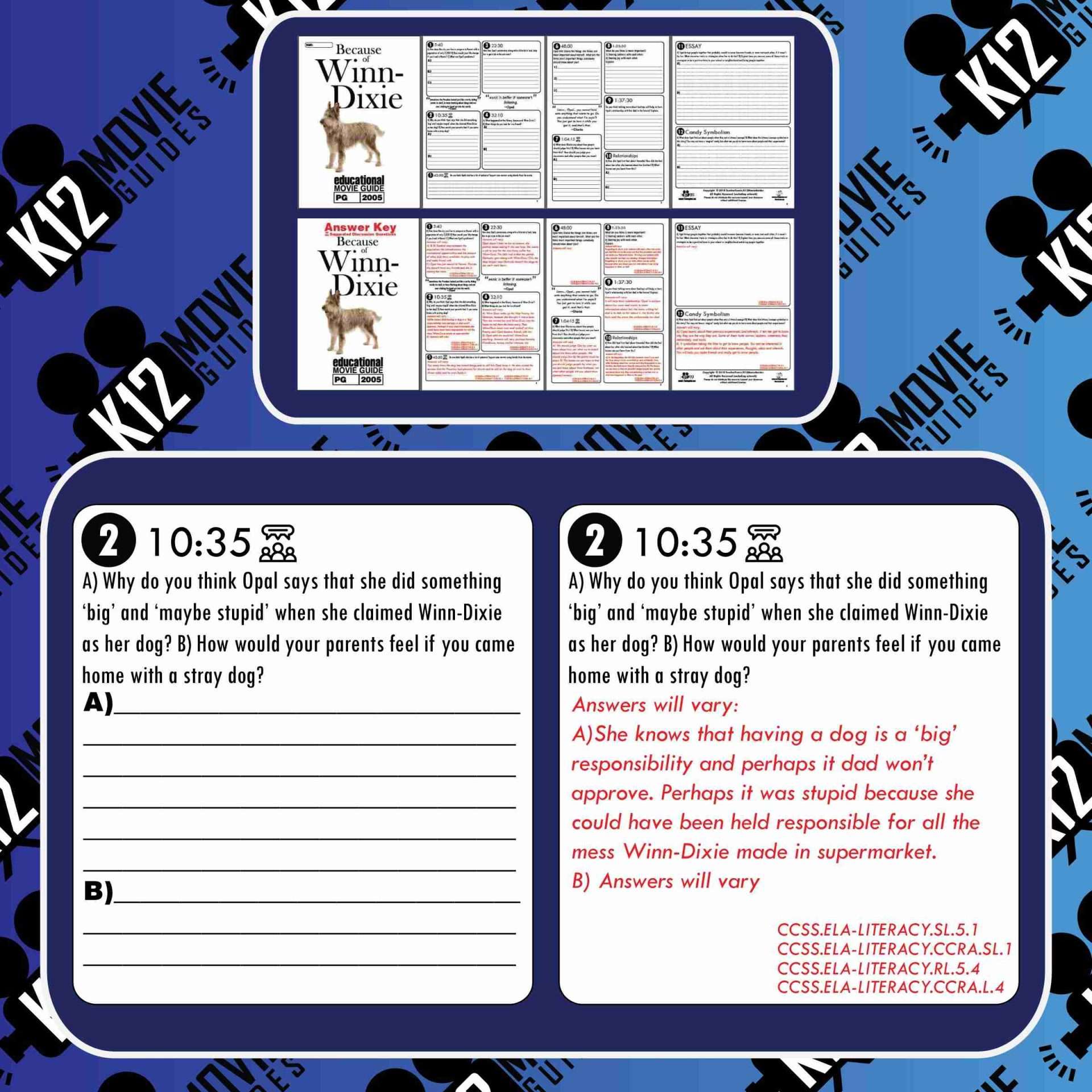 Because of Winn-Dixie Movie Guide | Questions | Worksheet (PG - 2005) Free Sample