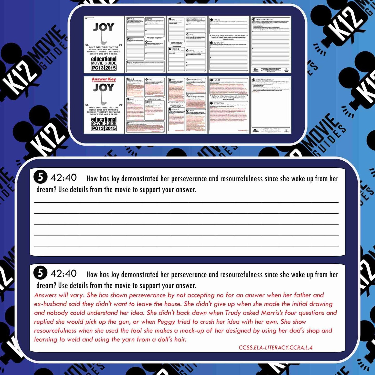 Joy Movie Guide | Questions | Worksheet | Google Form (PG13 - 2015) Sample