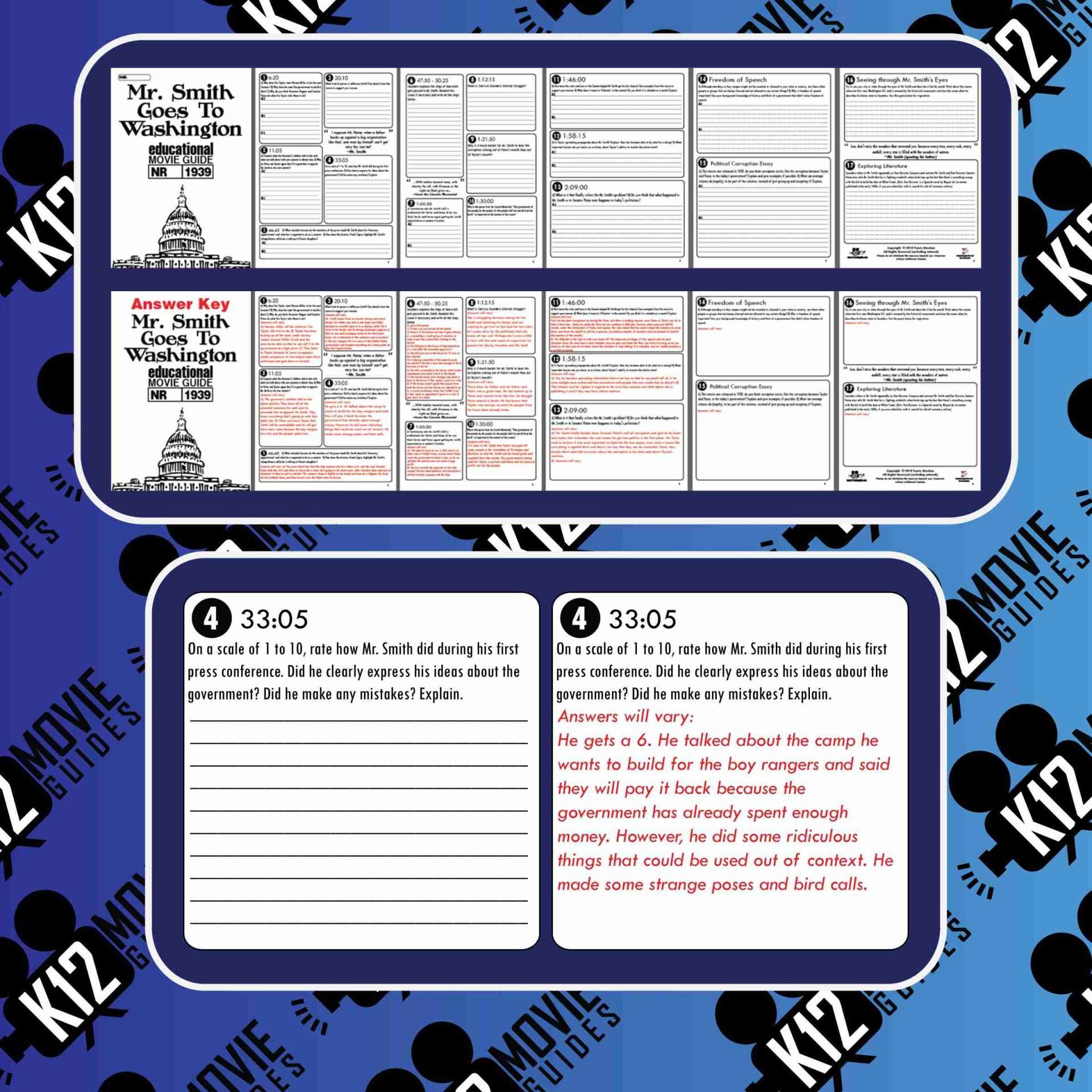Mr. Smith Goes to Washington Movie Guide | Questions | Worksheet (1939) Sample