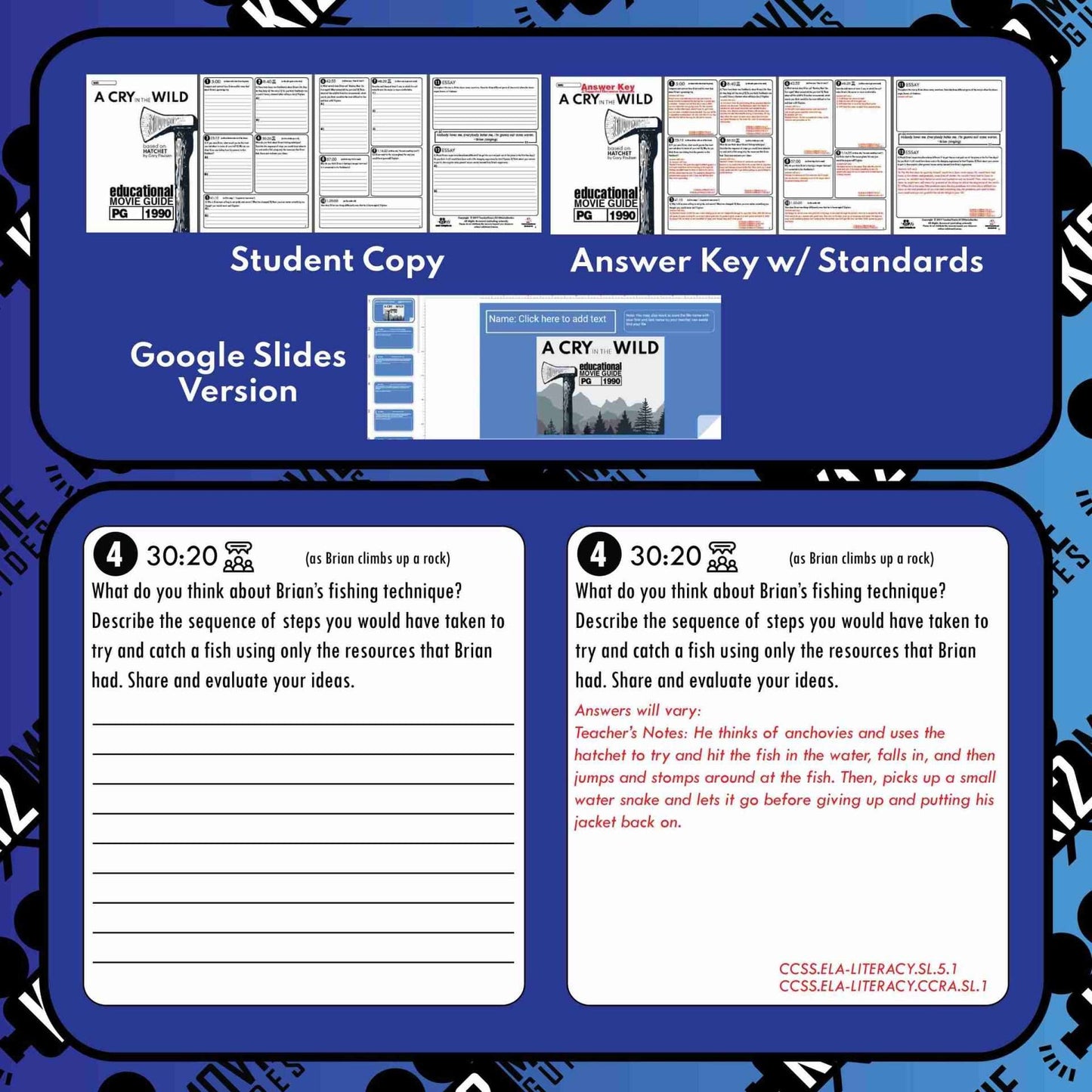A Cry in the Wild Movie Guide | Questions | Worksheet (PG - 1990) [Hatchet] Sample