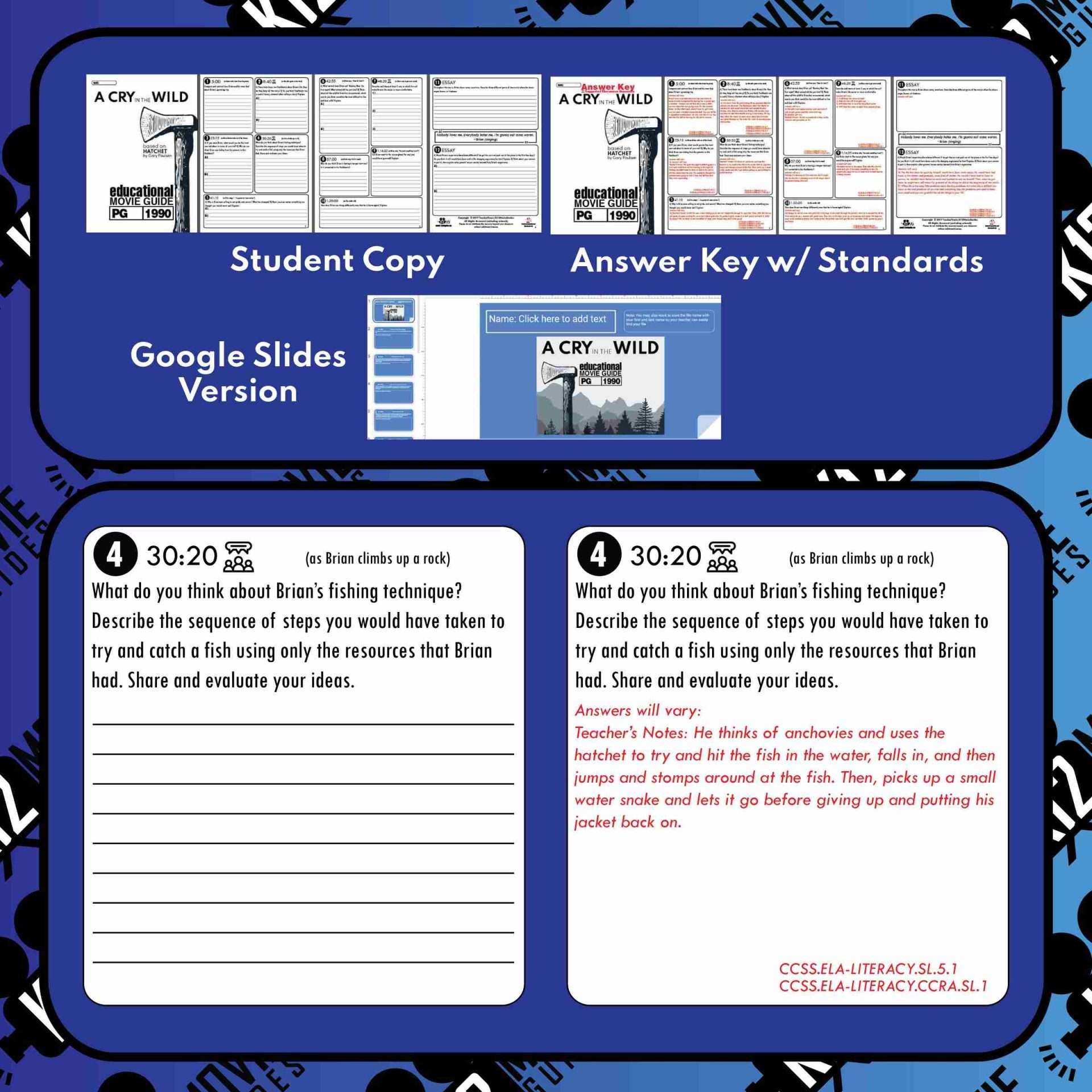 A Cry in the Wild Movie Guide | Questions | Worksheet (PG - 1990) [Hatchet] Sample