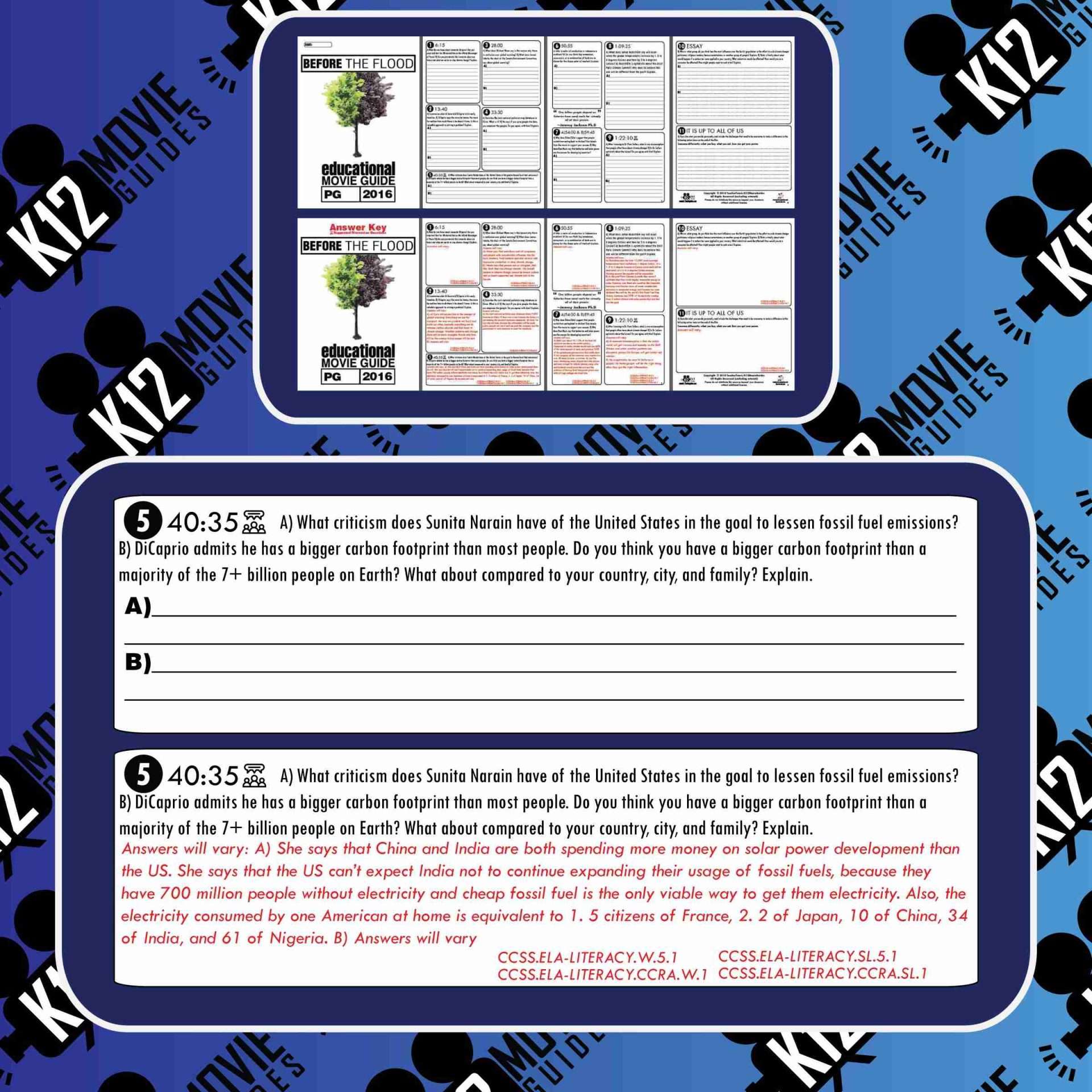 Before the Flood Documentary Movie Guide | Questions | Worksheet (PG - 2016) Sample