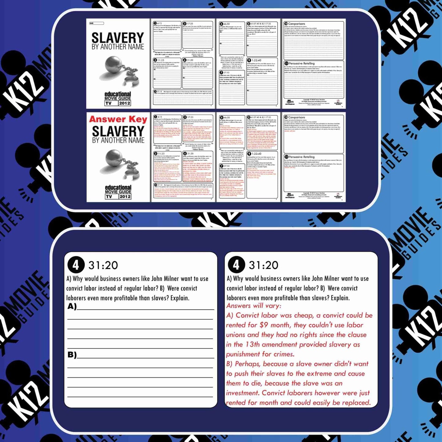 Slavery By Another Name Movie Guide | Questions | Worksheet (TV - 2012) Sample