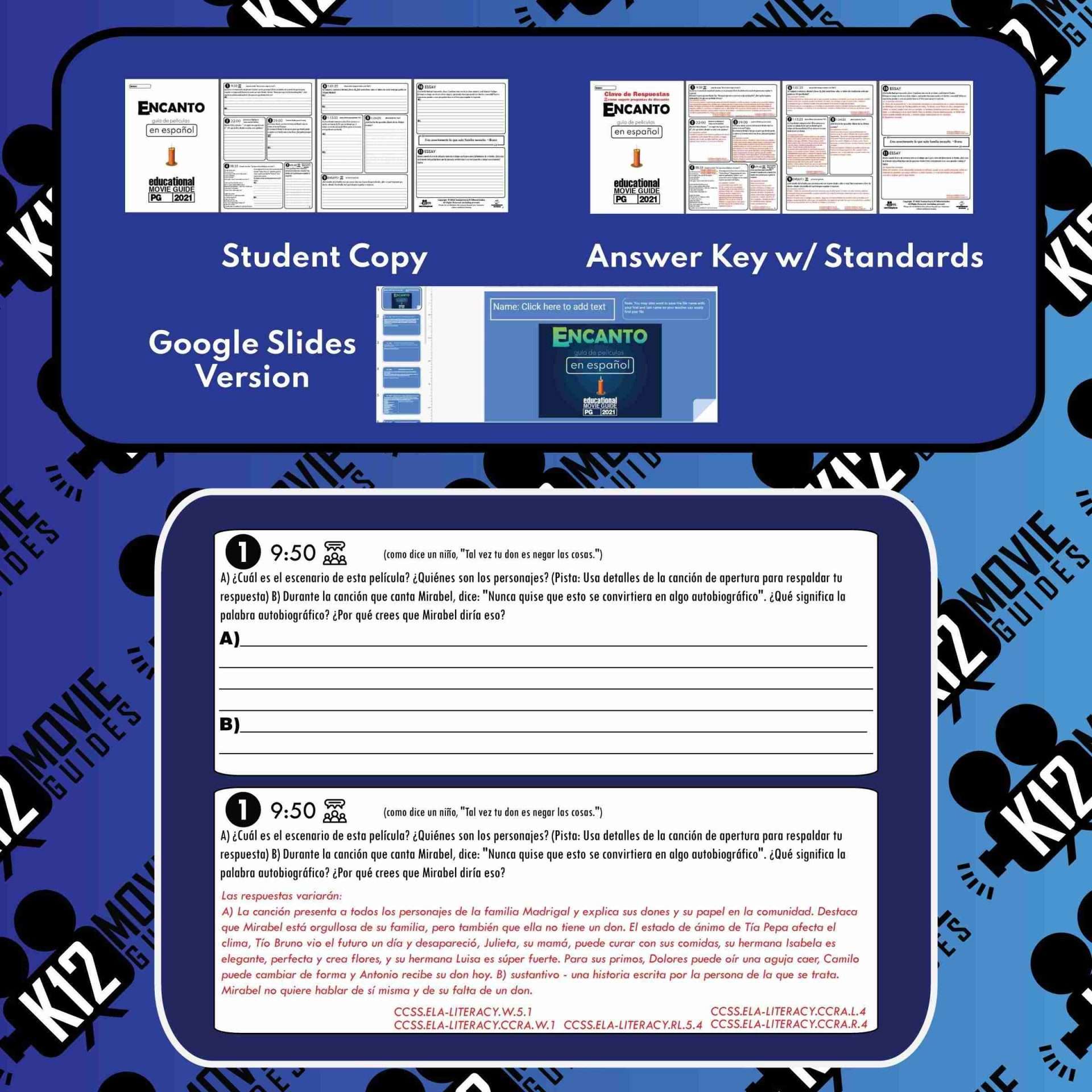 Encanto Movie Guide in Spanish | Español | Worksheet | Questions (PG - 2021) Sample