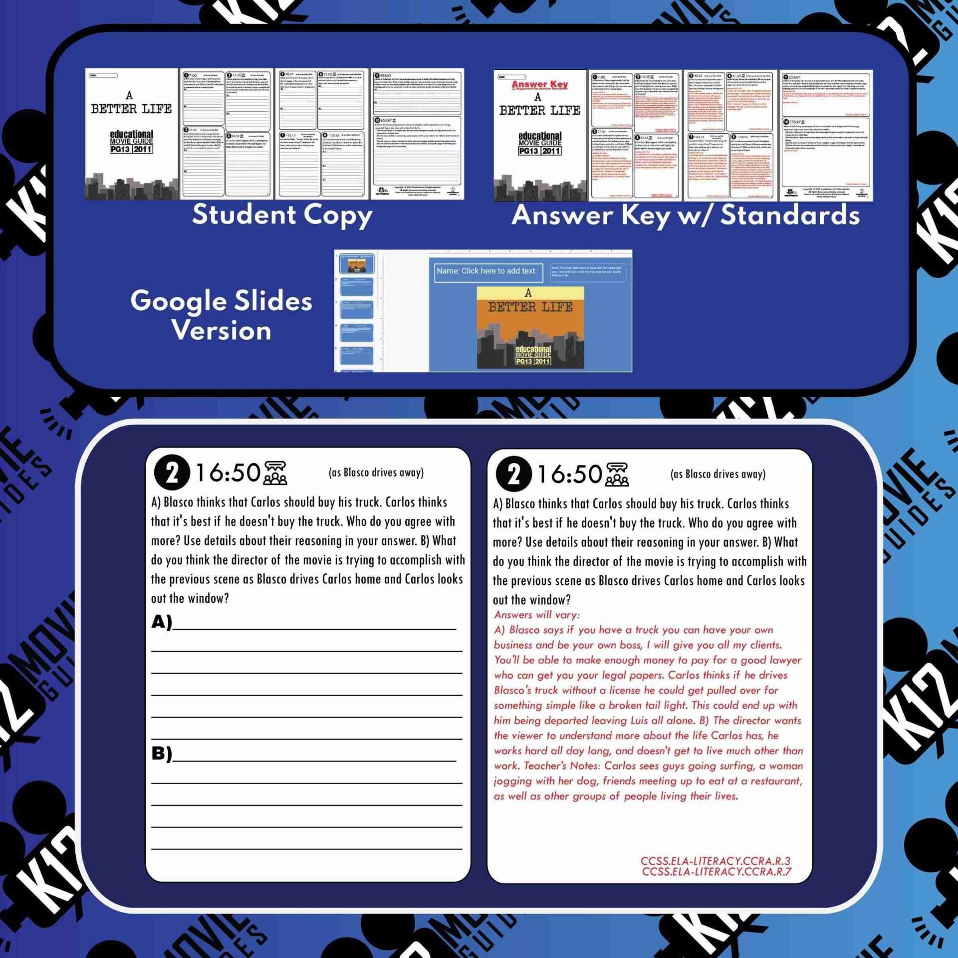 A Better Life Movie Guide | Worksheet | Questions | Immigration (PG13 - 2011) Sample