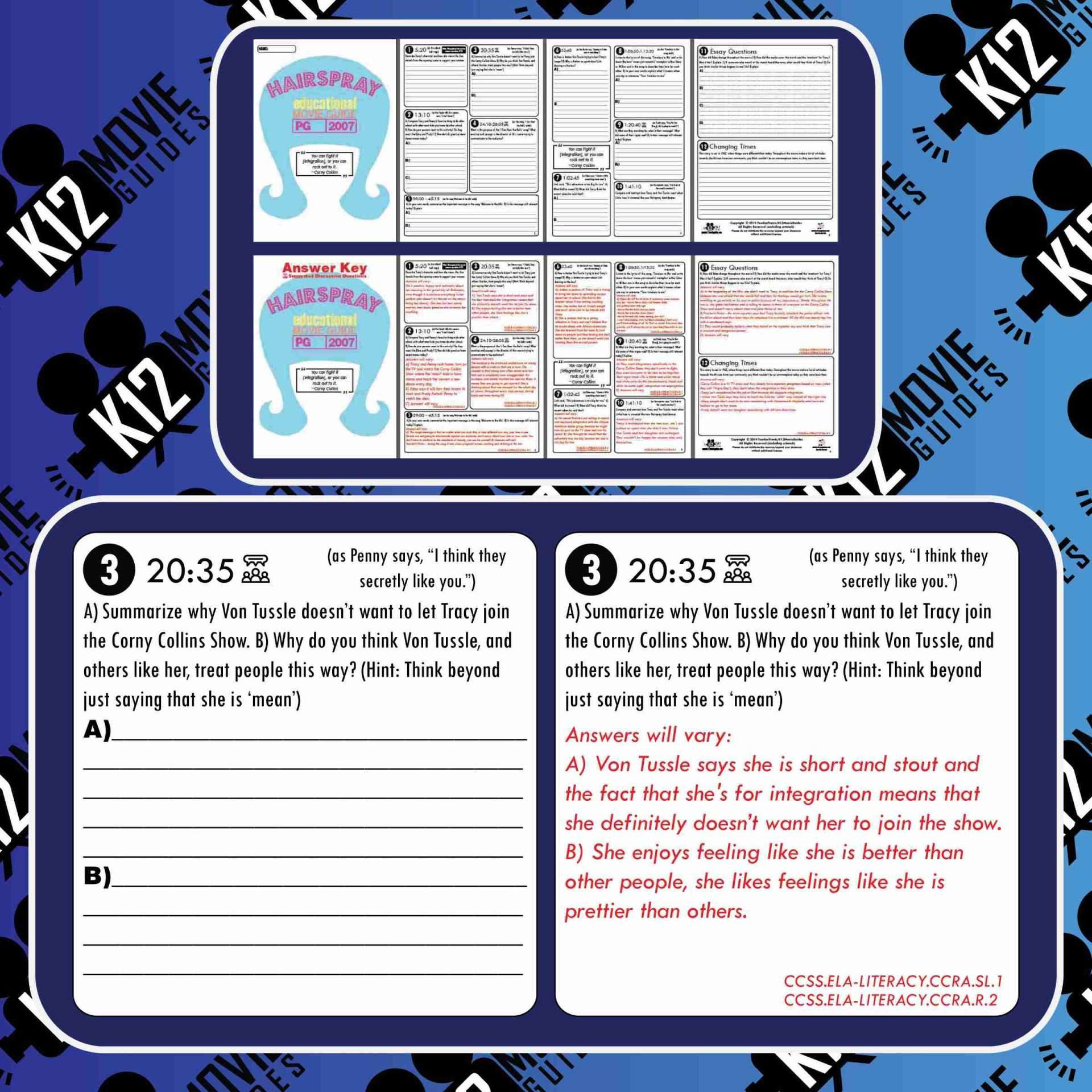 Hairspray Movie Guide | Questions | Worksheet | Google Slides (PG - 2007) Sample