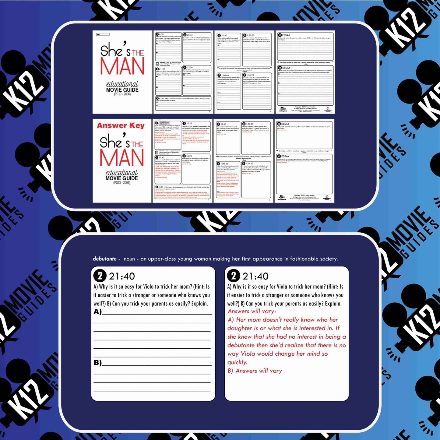 She's The Man Movie Guide | Questions | Worksheet (PG13 - 2006) Sample