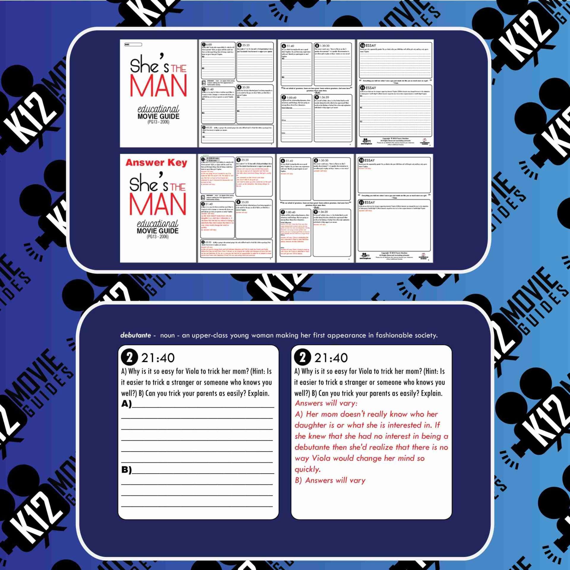 She's The Man Movie Guide | Questions | Worksheet (PG13 - 2006) Sample