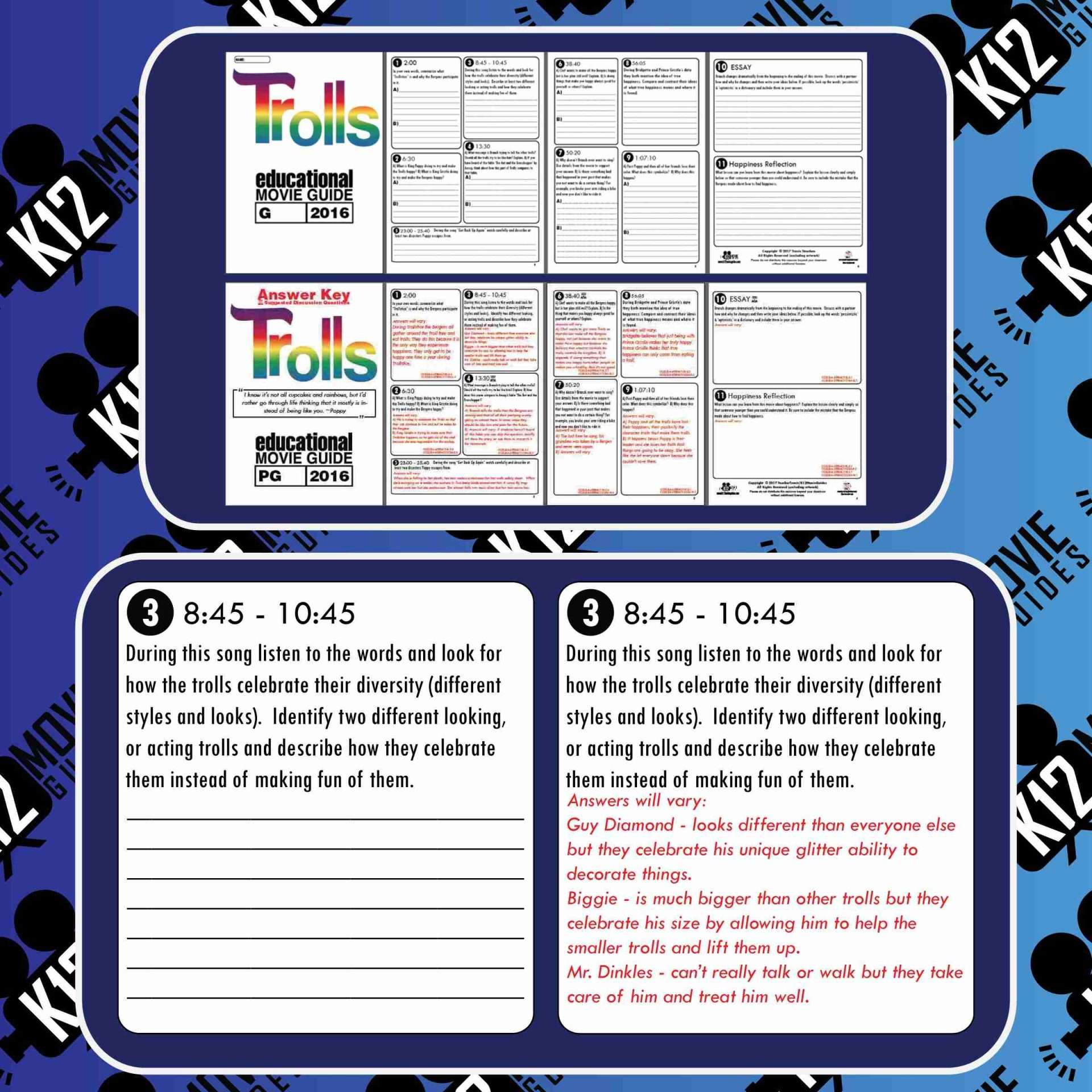 Trolls Movie Guide | Questions | Worksheet | Google Form (PG - 2016) Free Sample