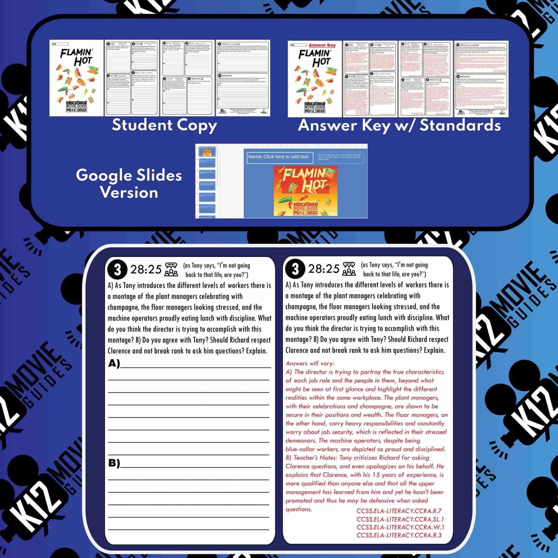 Flamin' Hot Movie Guide | Worksheet | Questions (PG13 - 2023) Sample