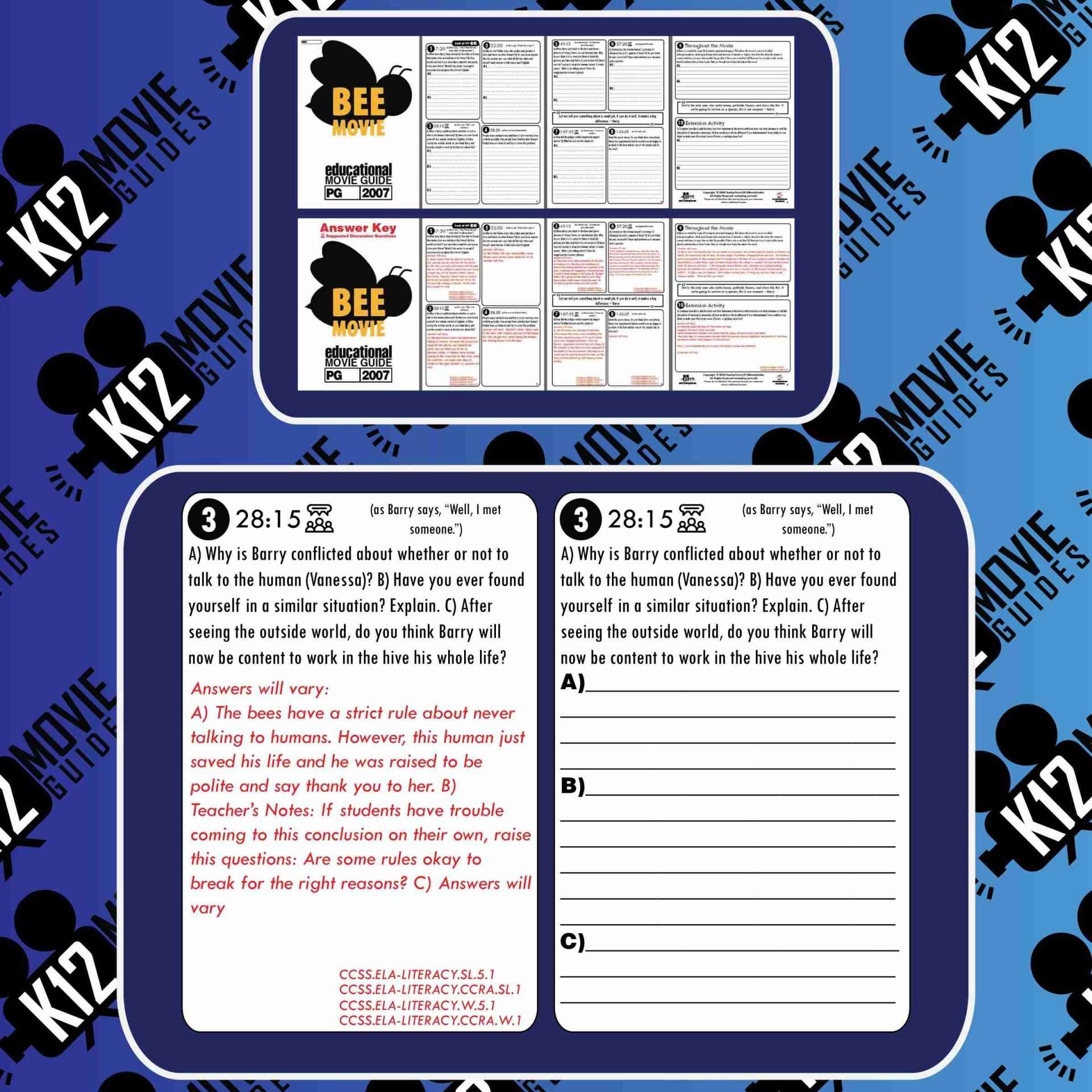 Bee Movie Movie Guide | Questions | Worksheet (PG - 2007) Free Sample