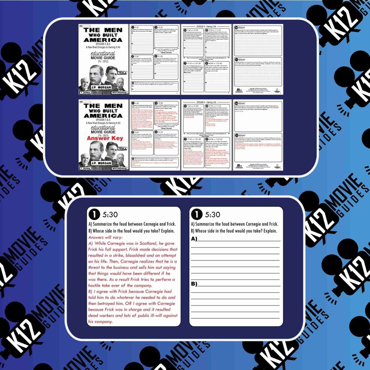 The Men Who Built America - Ep 5 & 6 Movie Guide | Worksheet (TV - 2012) Sample