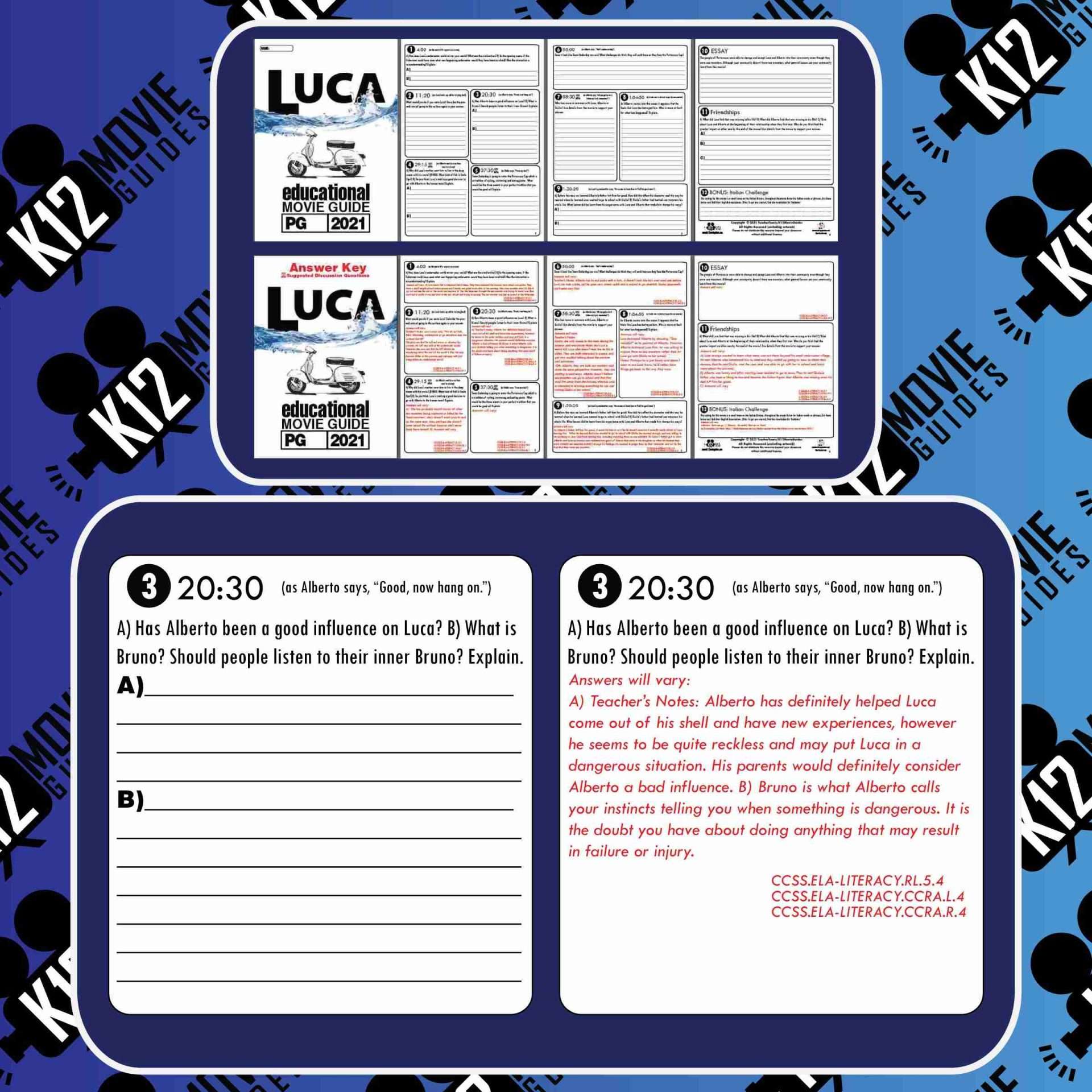 Luca Movie Guide | Worksheet | Questions | Google Classroom (PG - 2021) Sample