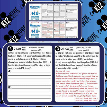 Monsters University Movie Guide | Questions | Worksheet (G - 2013) Free Sample