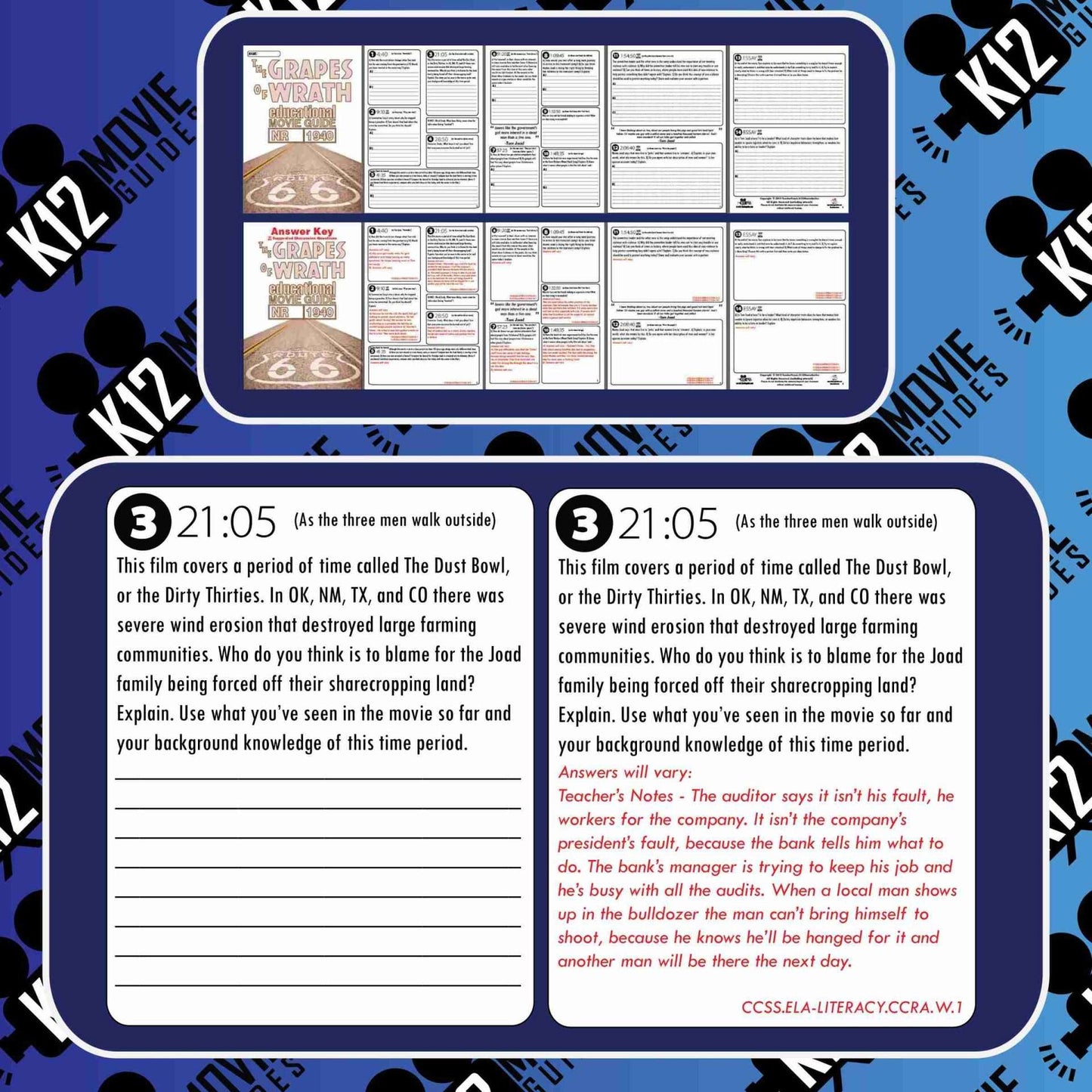 The Grapes of Wrath Movie Guide | Questions | Worksheet | Google Form (1940) Free Sample