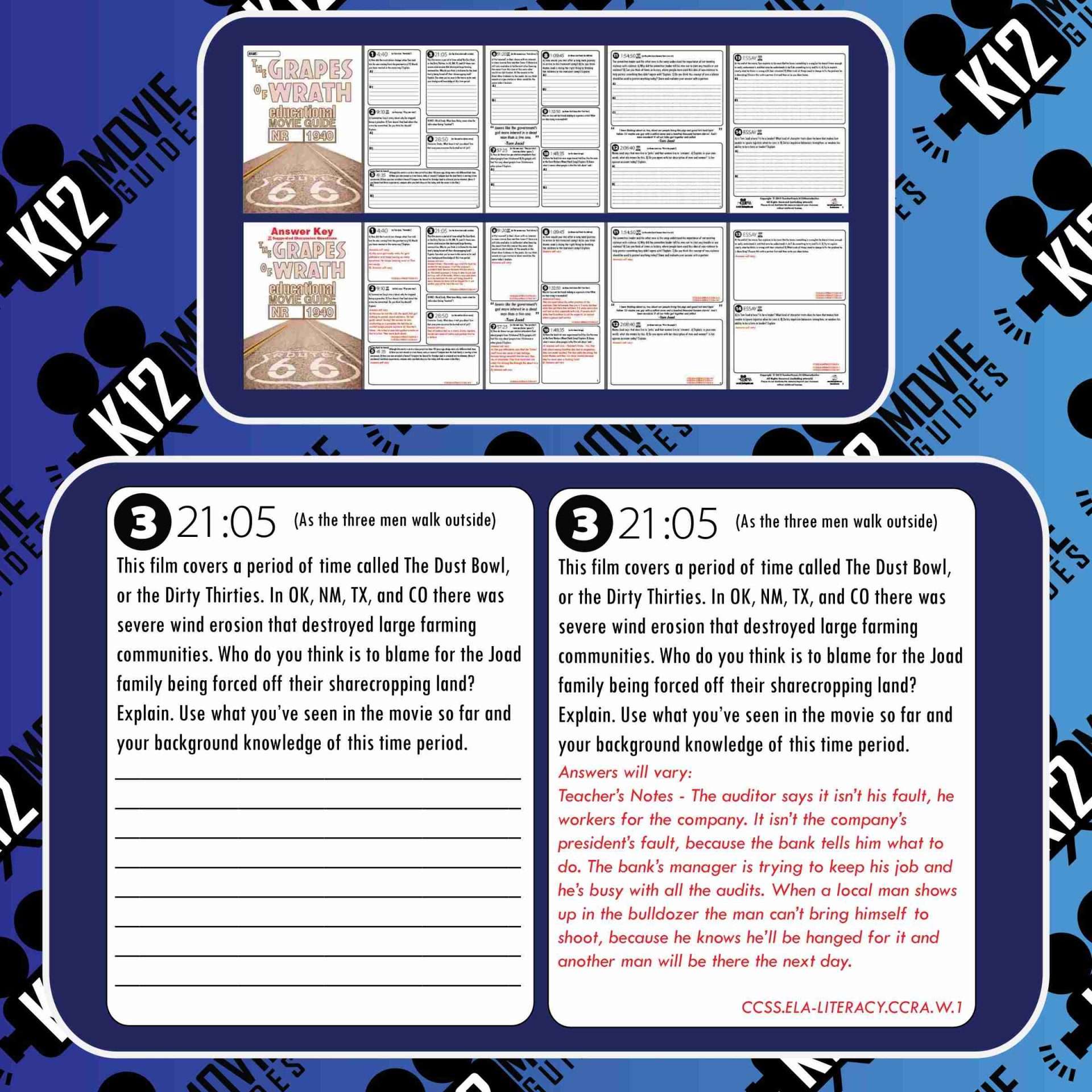 The Grapes of Wrath Movie Guide | Questions | Worksheet | Google Form (1940) Free Sample