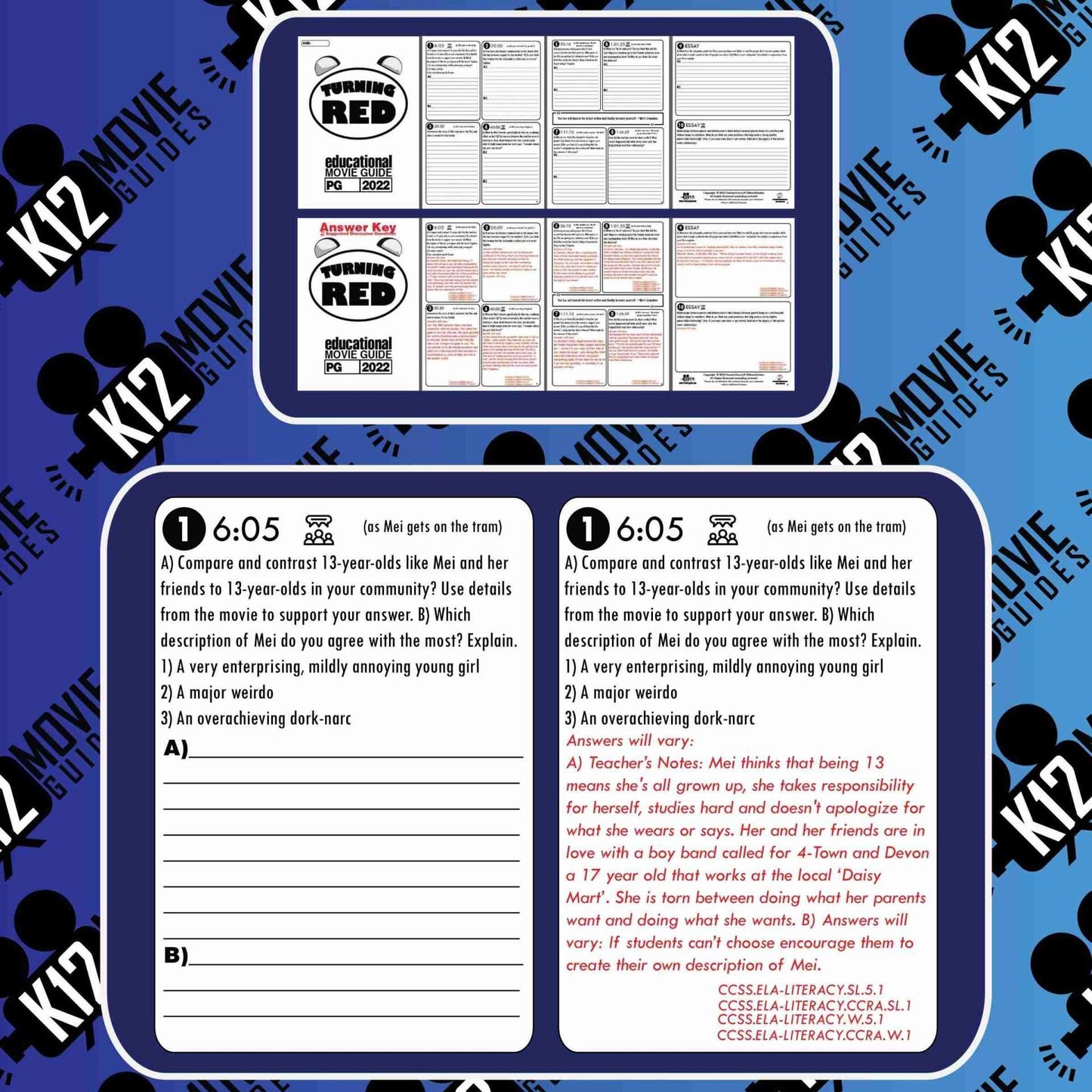 Turning Red Movie Guide | Worksheet | Questions | Google Slides (PG - 2022) Sample